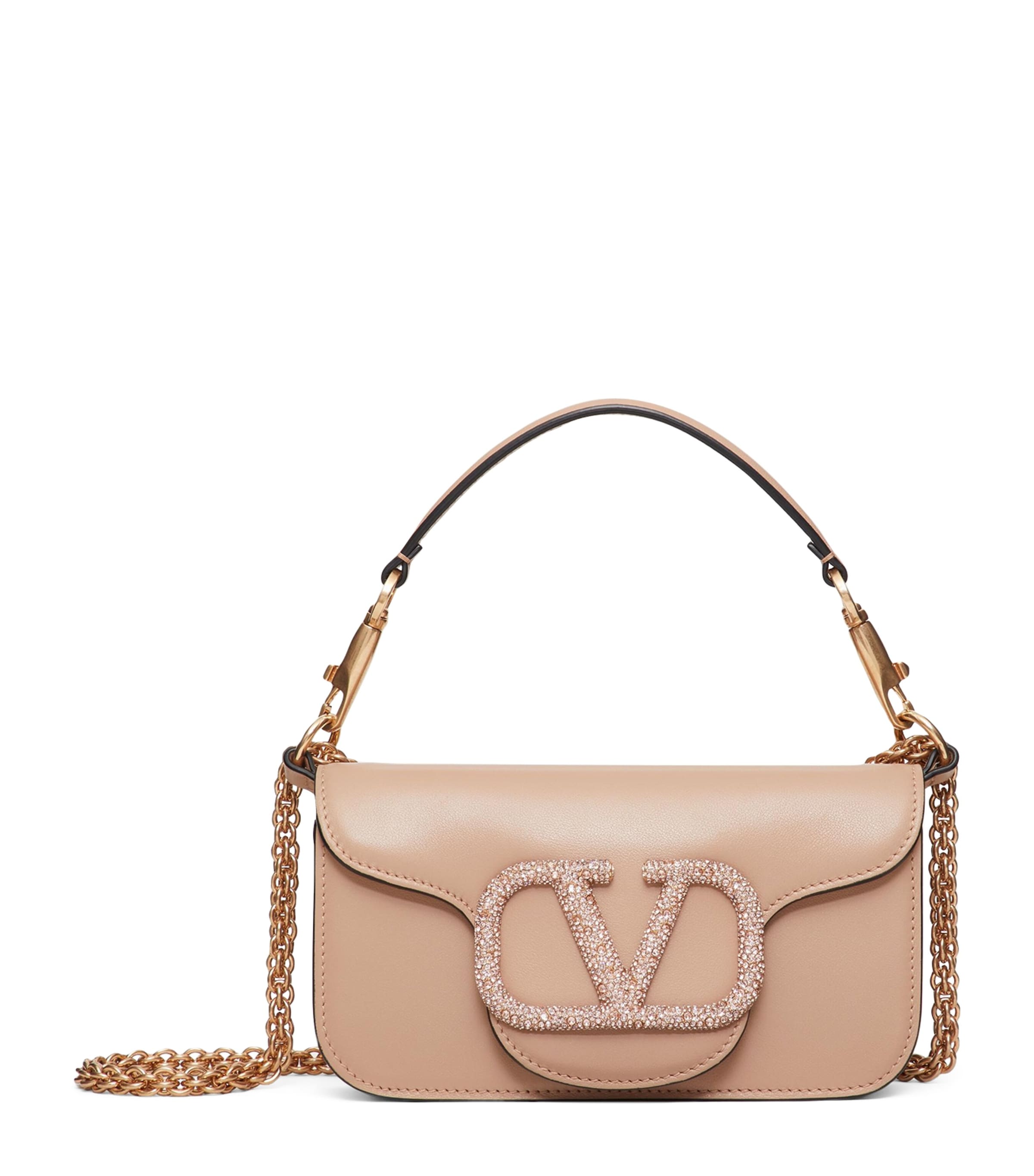 Valentino Loco Small Vlogo Lambskin Shoulder Bag In Beige