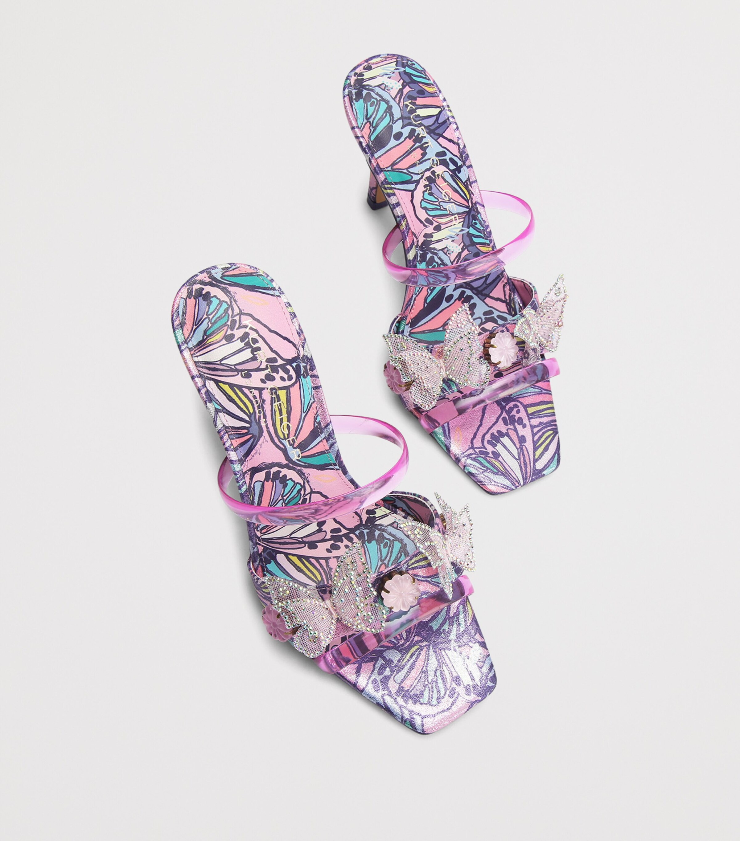 Kurt Geiger London Butterfly Heeled Mules Lilac Image 4