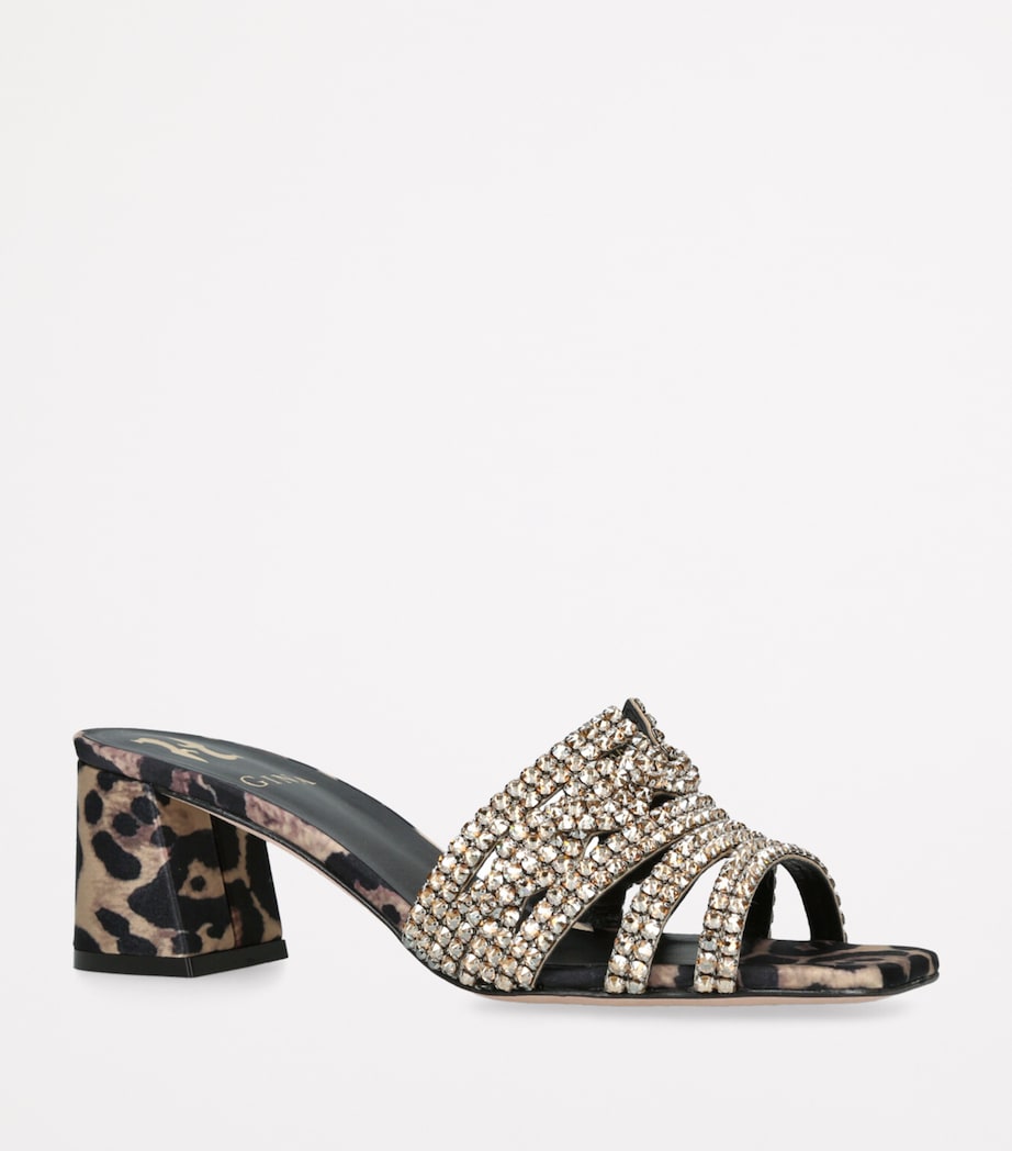 Leather Embellished Utah Heeled Mules 50 BLK/OTHER Image 3