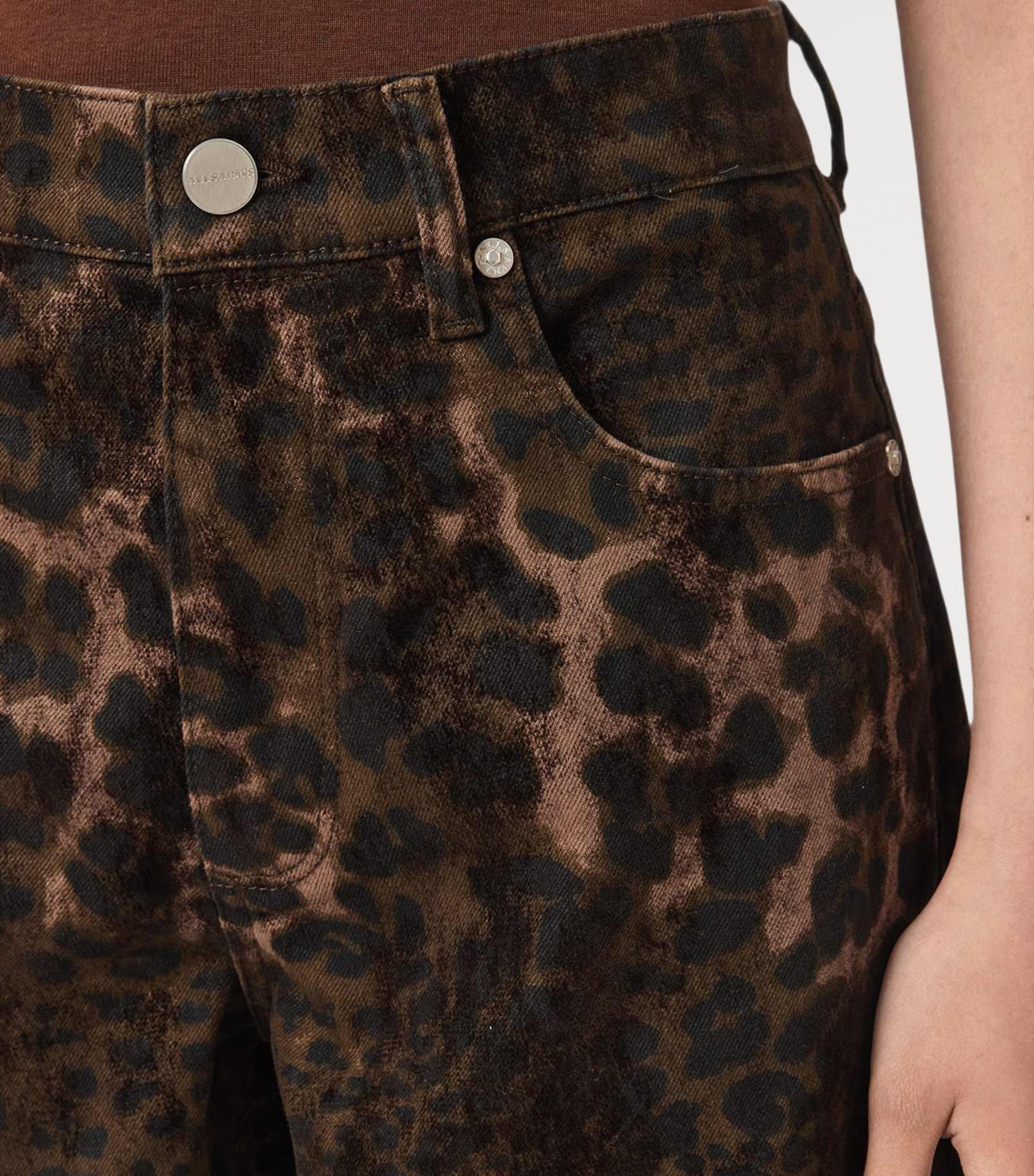 AllSaints Womens Leopard Print Sadie Barrel-Leg Jeans Leppo Brown Image 7