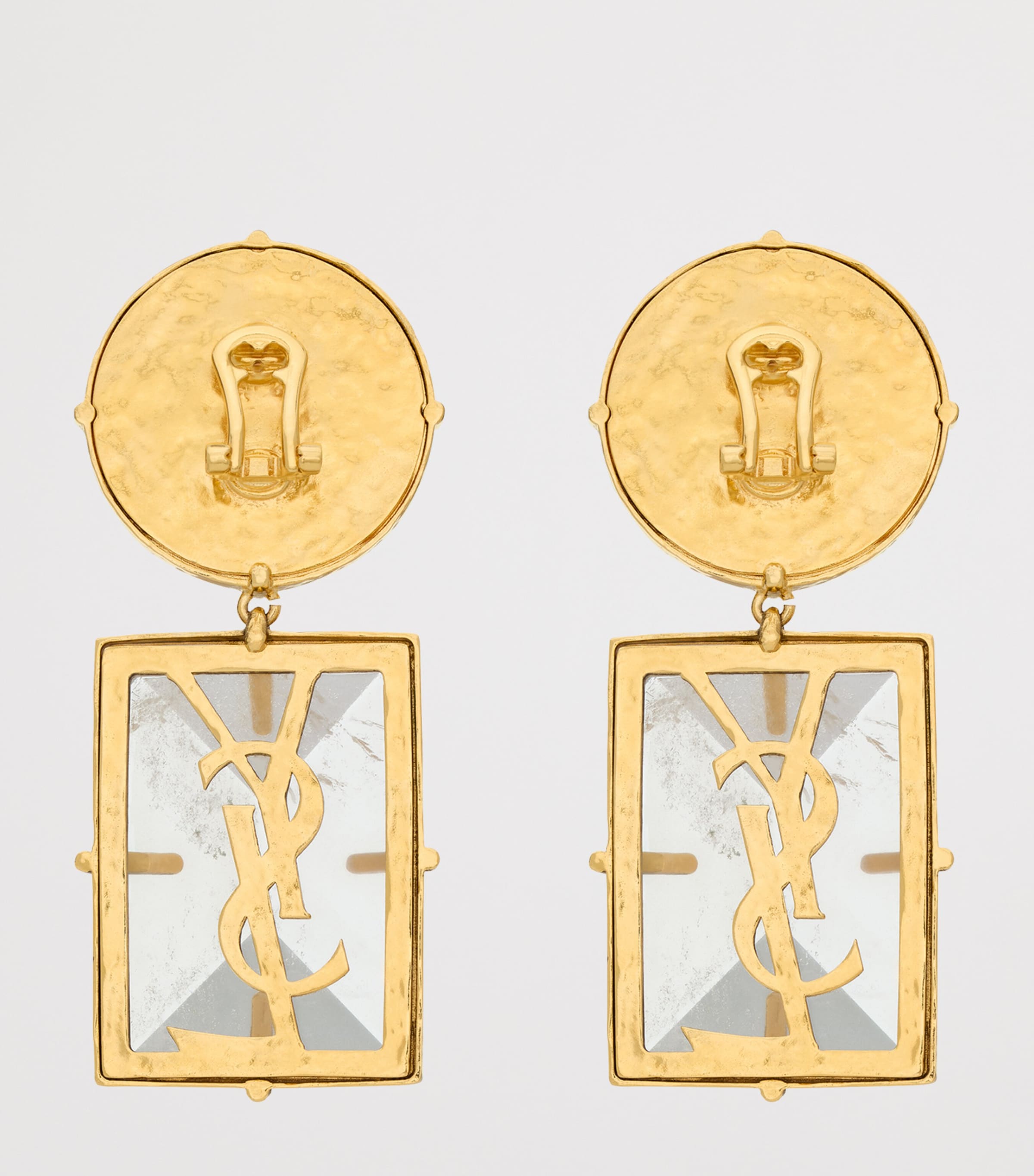 Saint Laurent Rock Crystal Cassandre Pendant Earrings Image 2