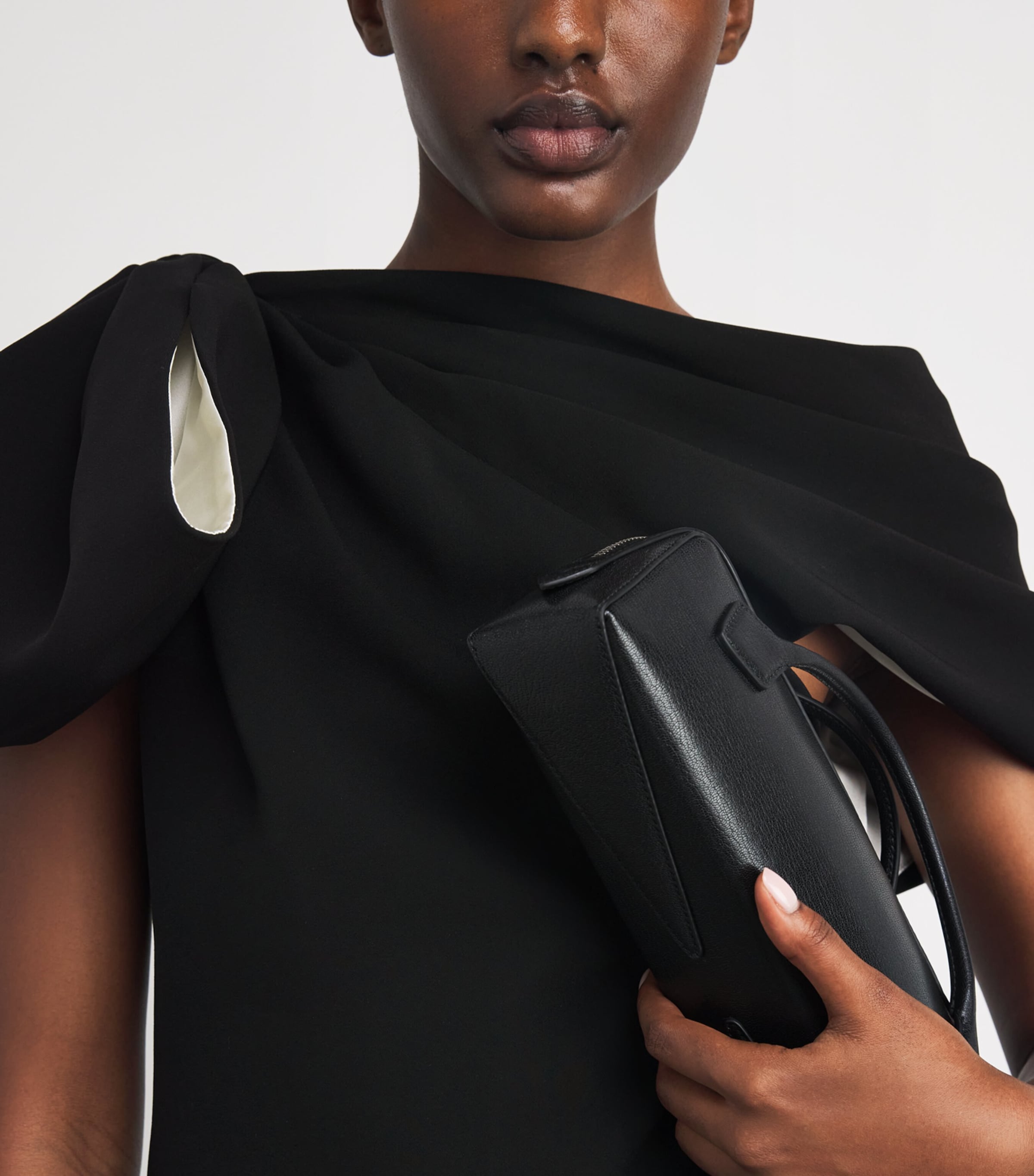 Asymmetric Bow Mini Dress BLACK Image 6