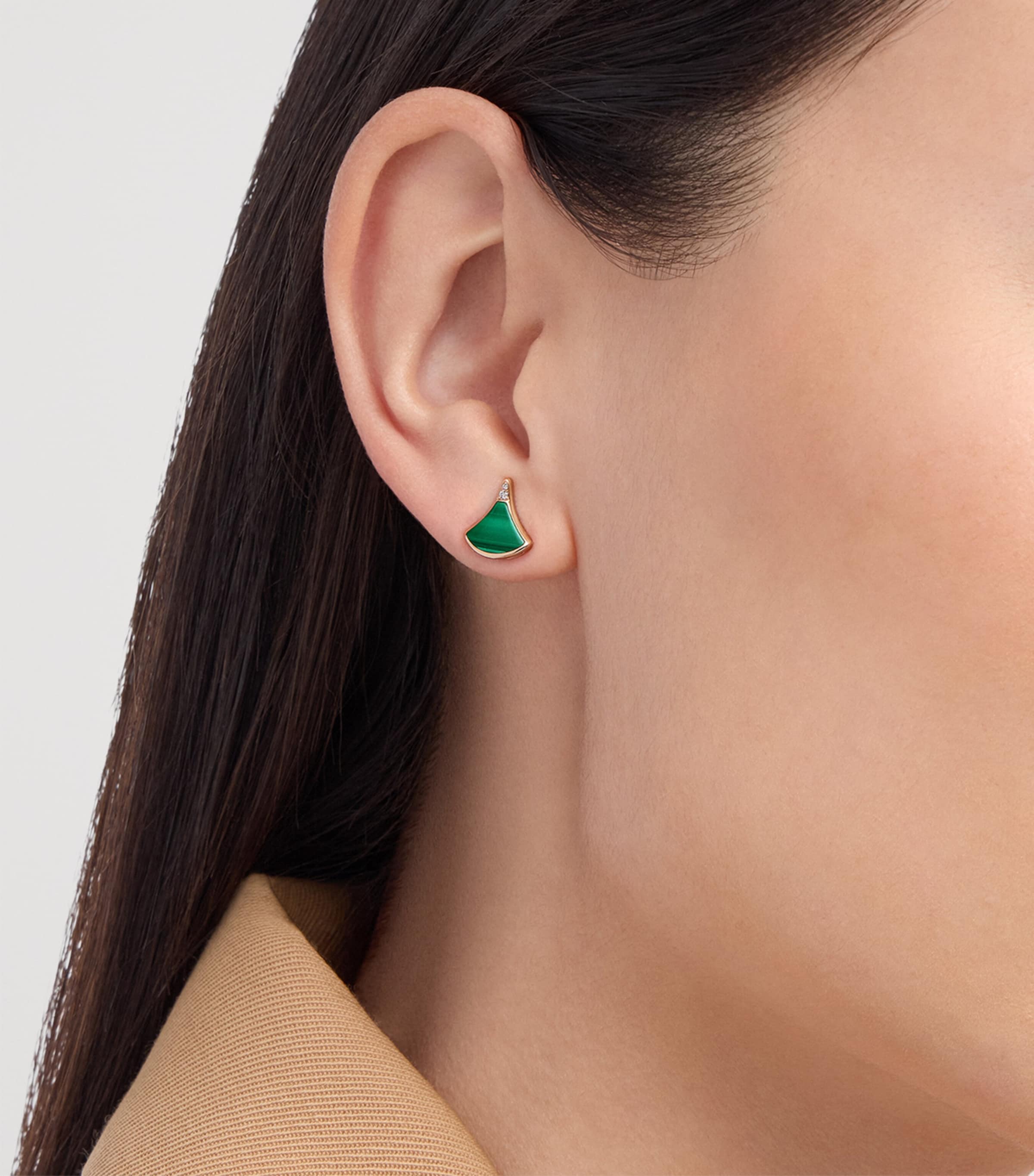 Rose Gold, Diamond and Malachite Divas' Dream Stud Earring PINK GOLD Image 5