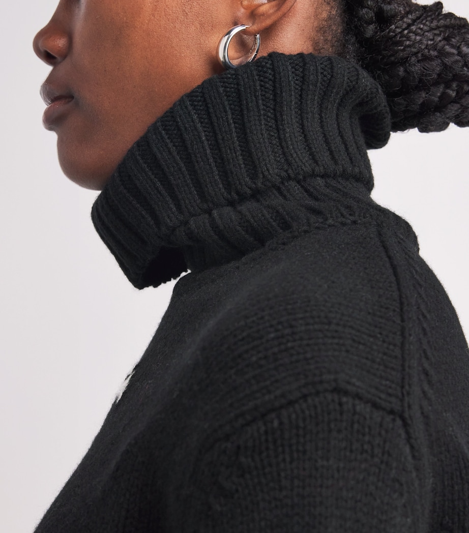 Wool Big Pony Rollneck Sweater PLO BLK/ATHNTC CRM Image 6