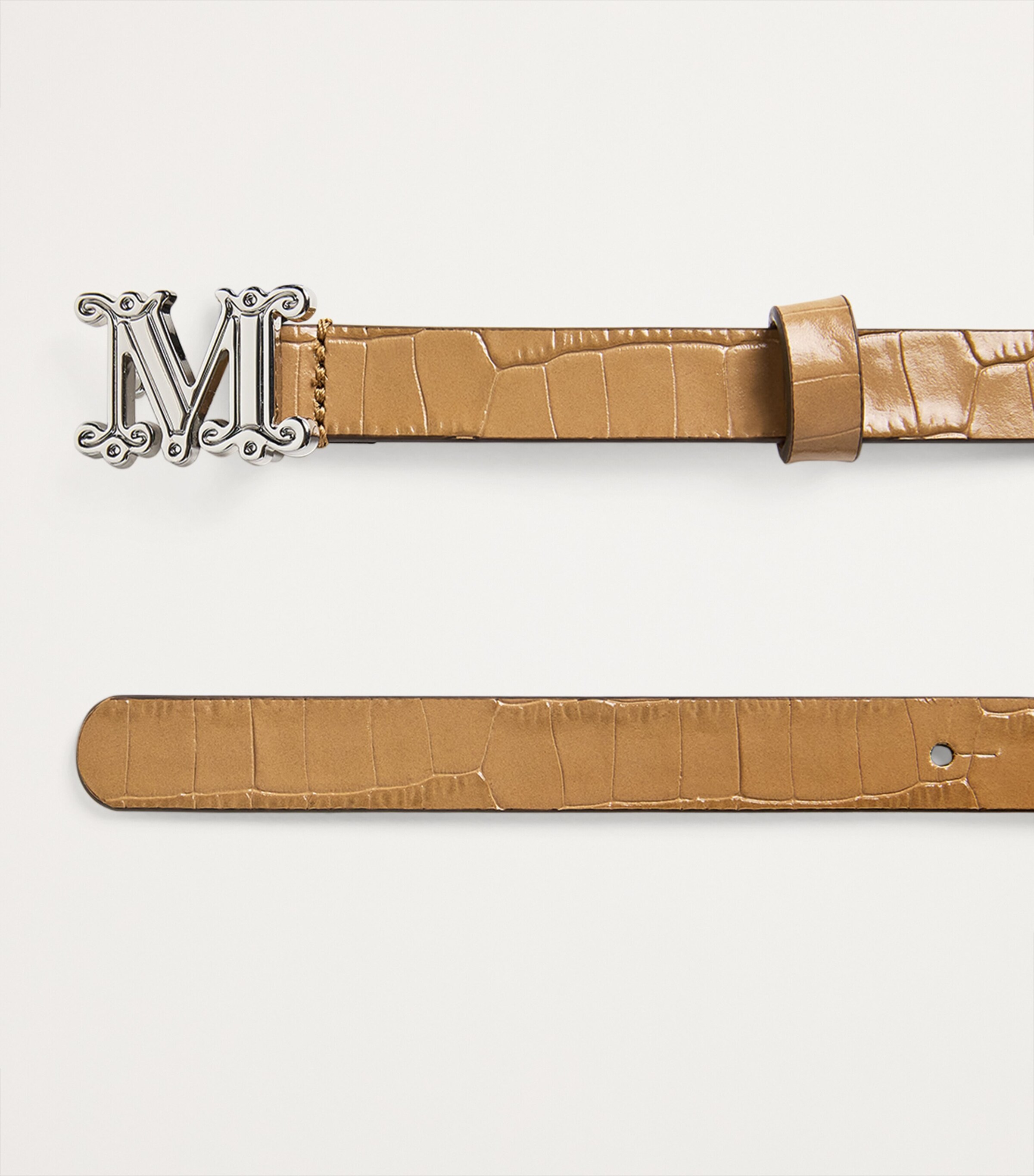 Croc-Print Monogram Belt CAMEL Image 5