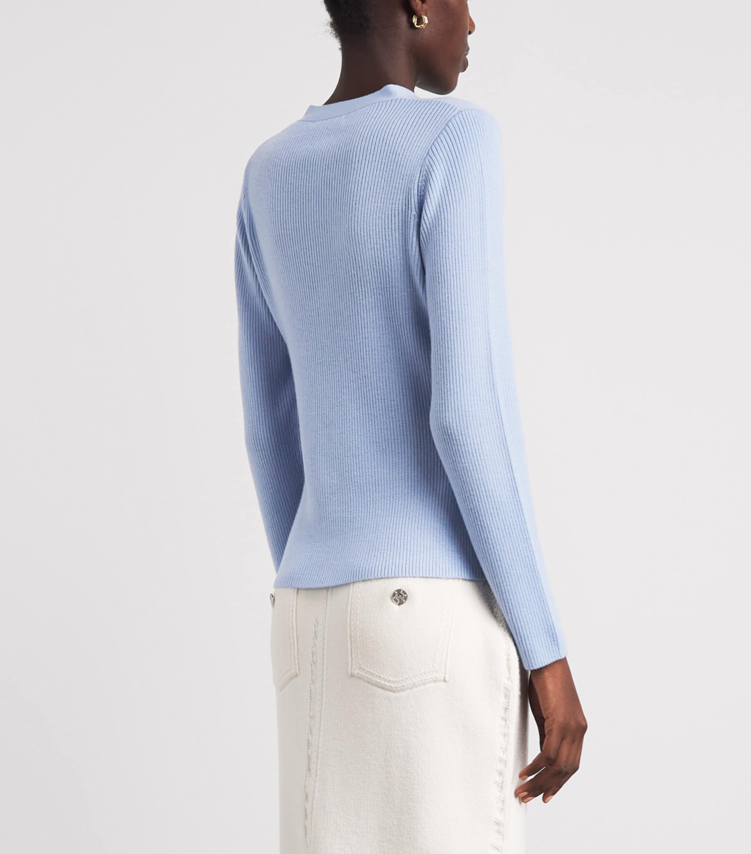 Emilia Wickstead Womens Merino Wool Ash Cardigan Baby Blue Image 5