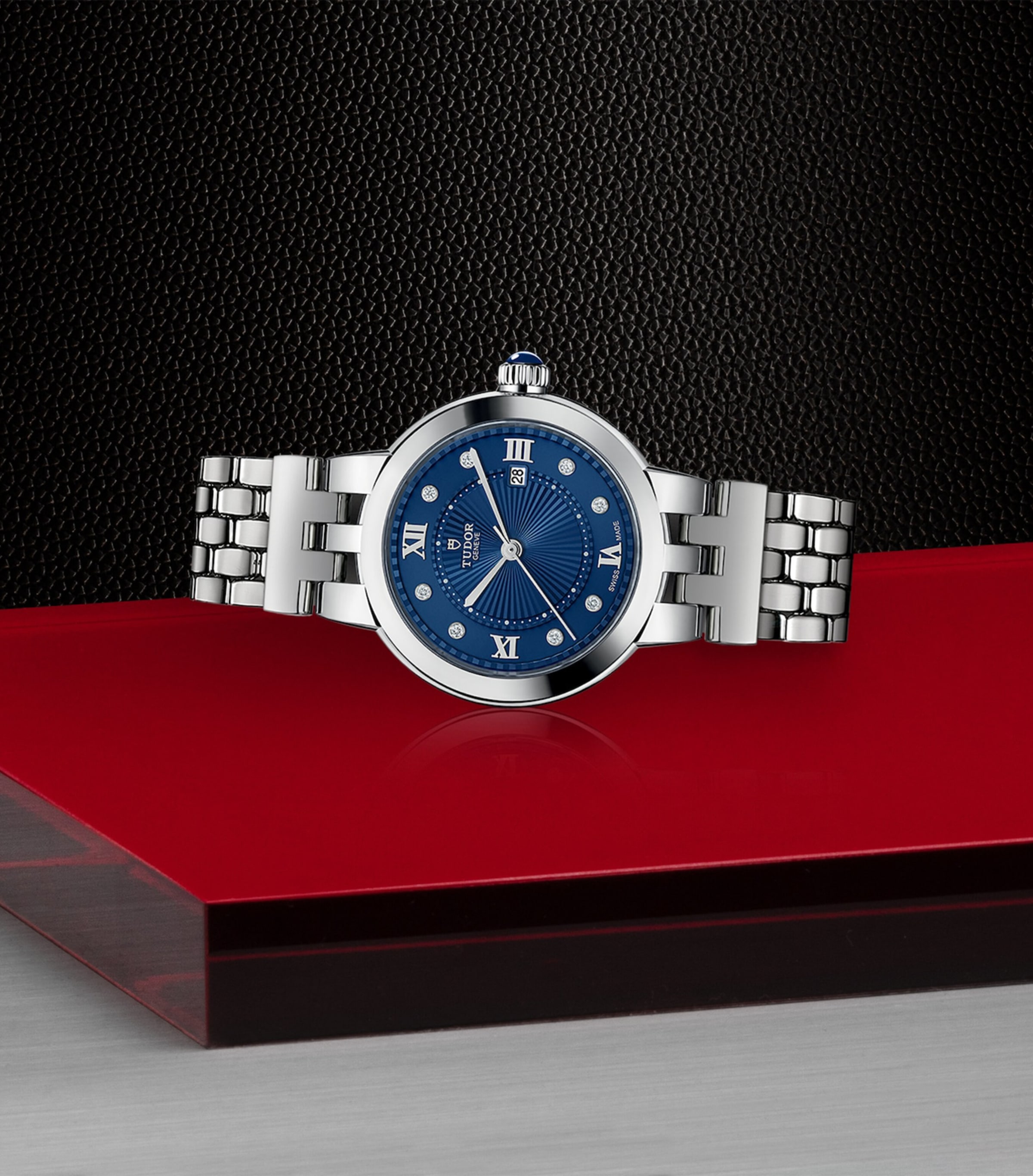 TUDOR Stainless Steel and Diamond Clair de Rose Watch 30mm Blue Image 3