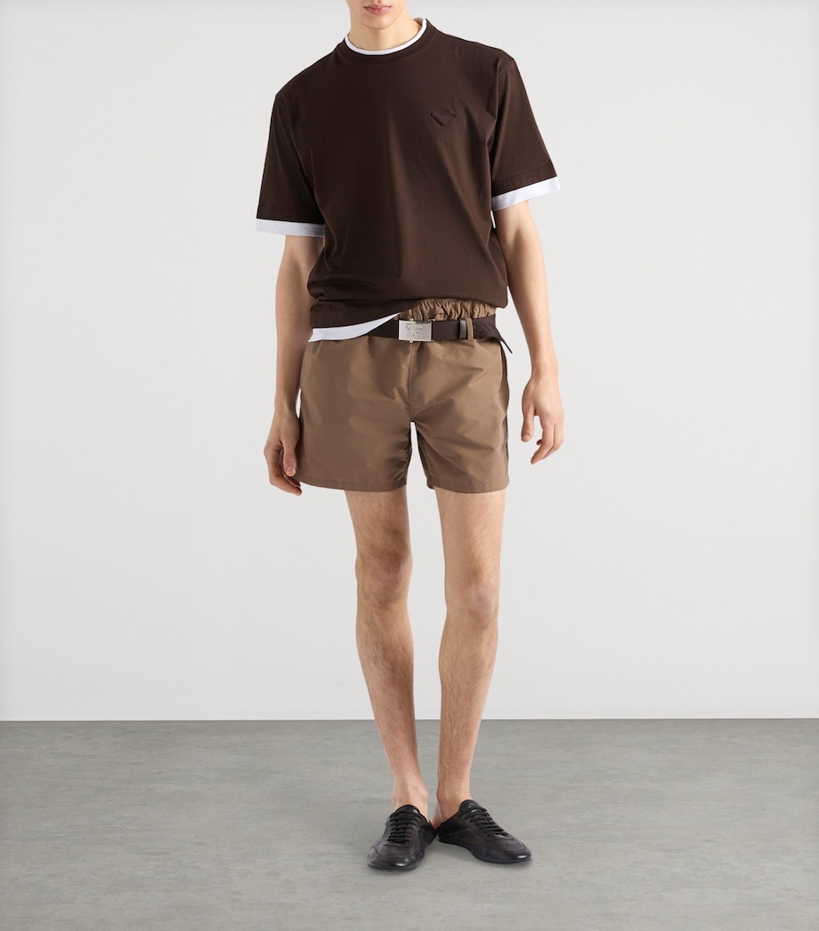 Prada Mens Double-Layer Logo T-Shirt Image 2