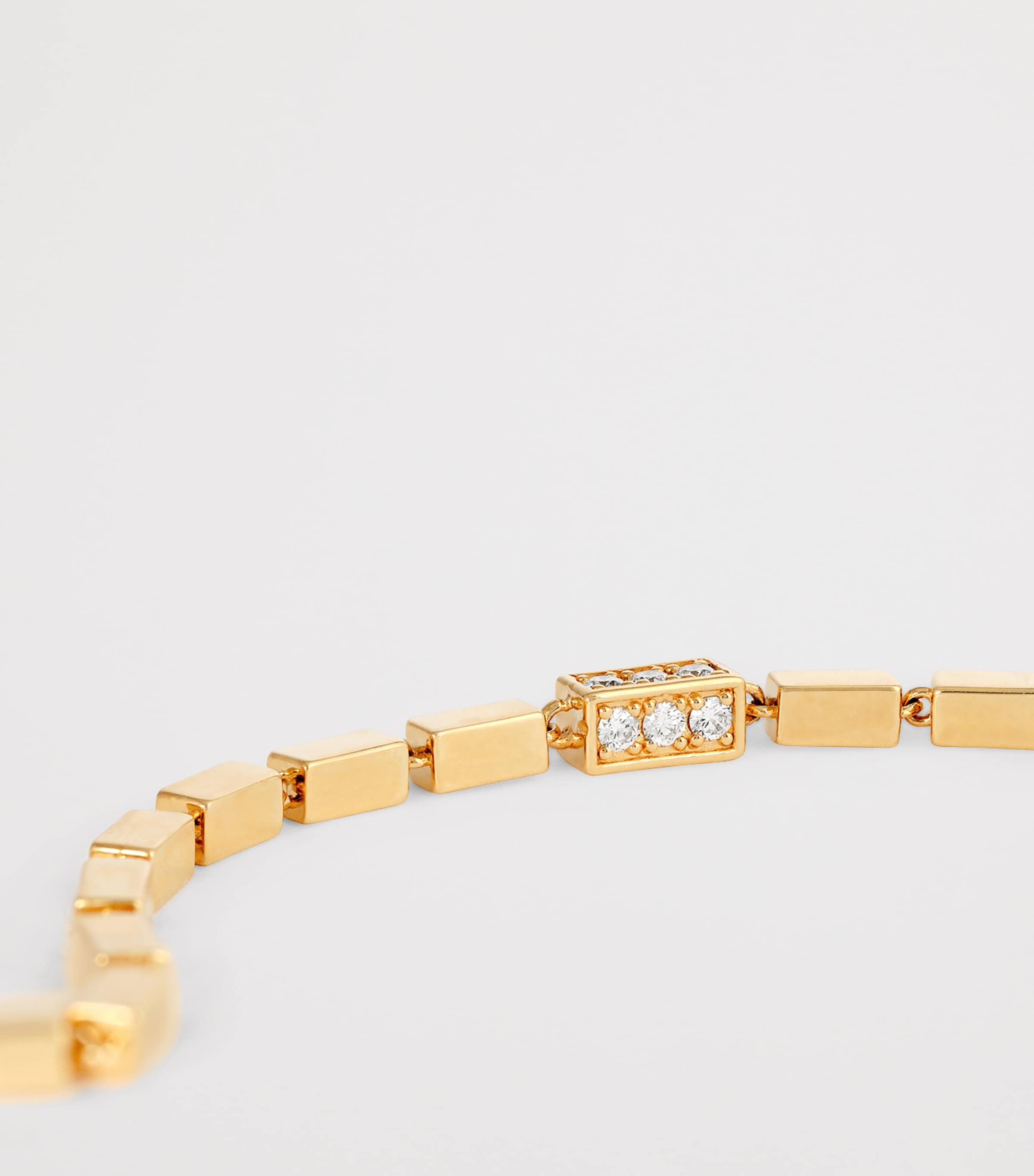 Yellow Gold and Diamond Block-Chain Bracelet 18K YG/WD Image 6
