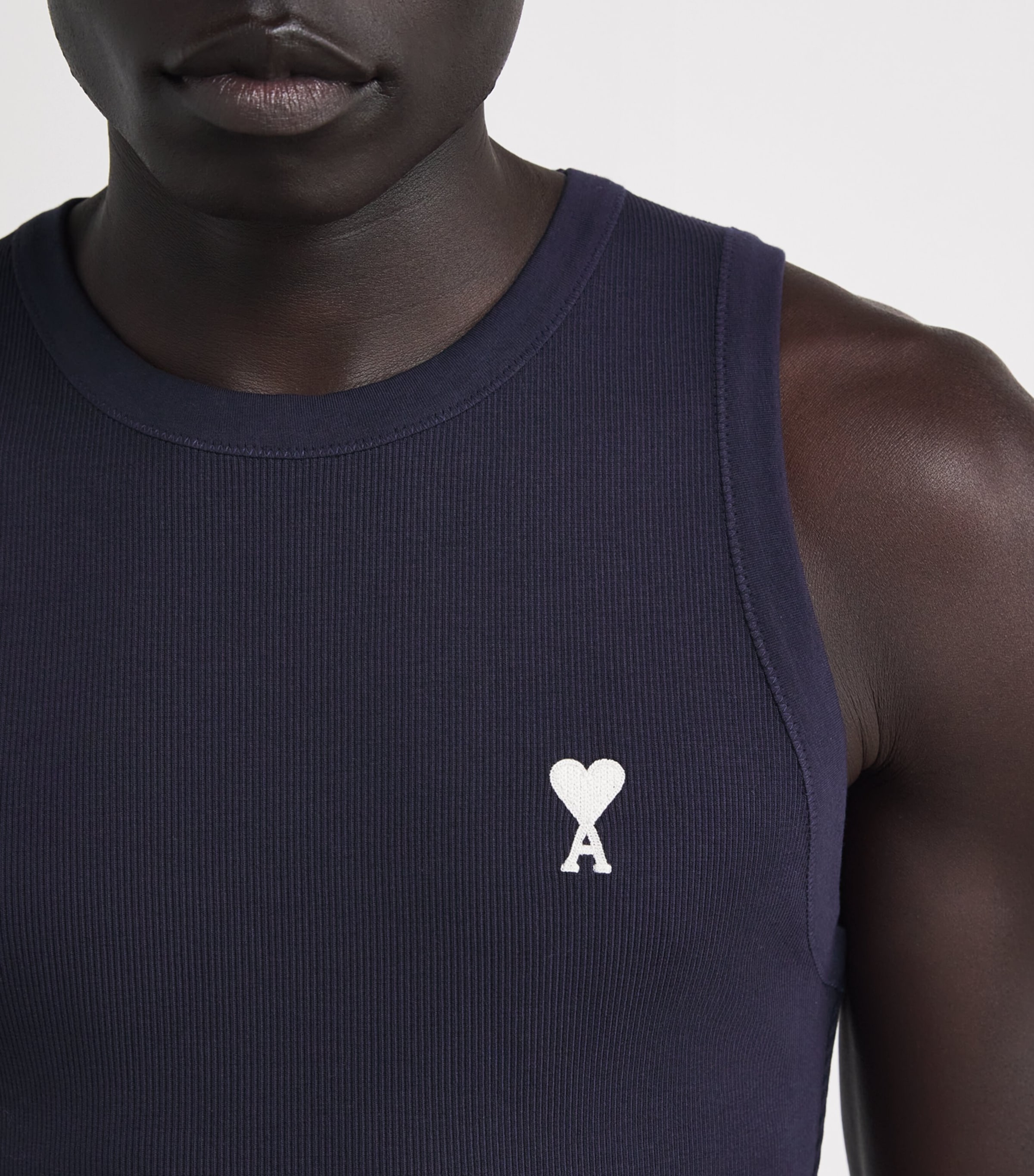 ami Parisネイビー タンクトップ AMI Paris Navy Cotton Ami de Coeur Tank Top | Harrods US