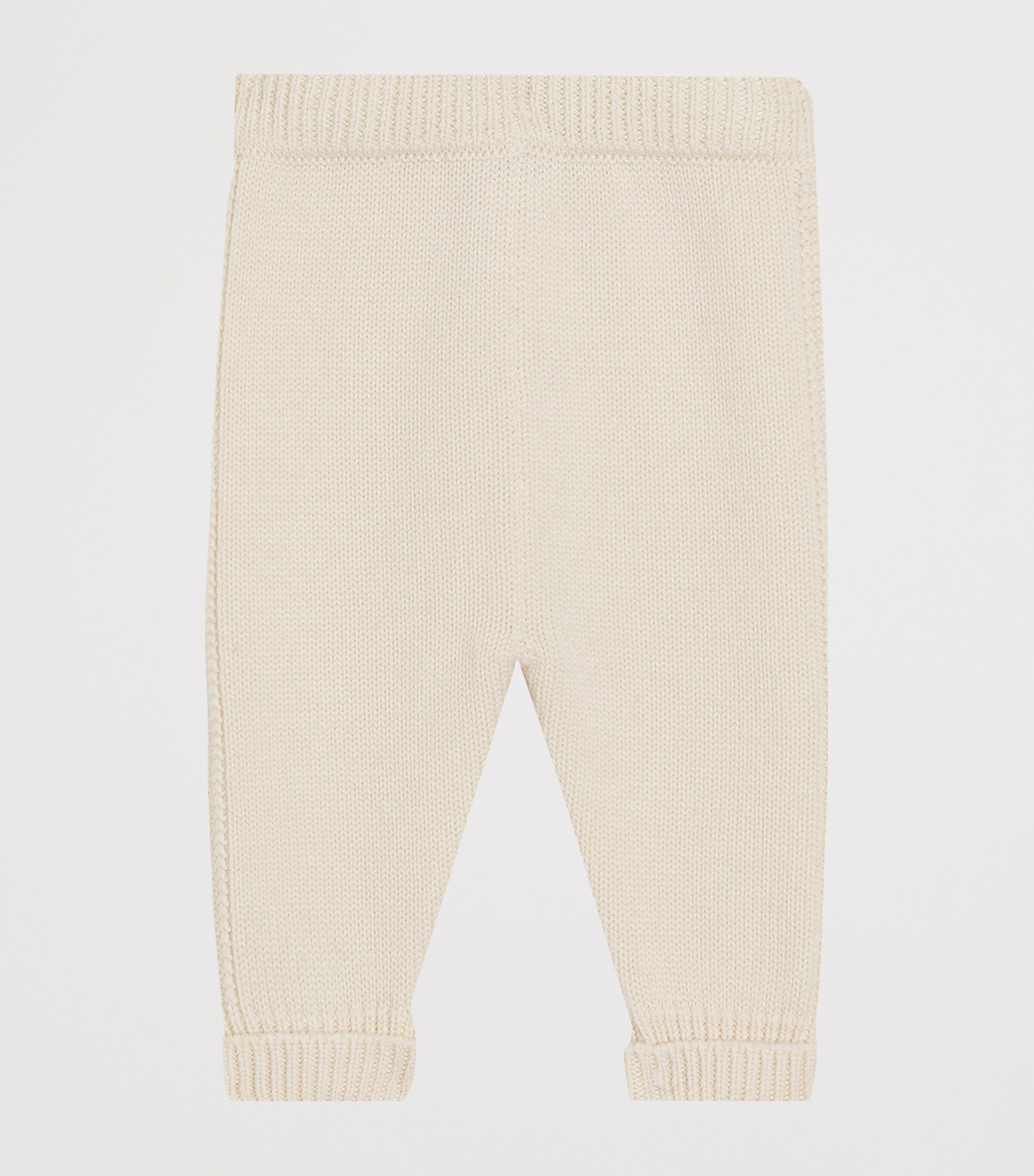 Dolce&Gabbana Kids Virgin Wool Embroidered Logo Leggings (3-36 Months) Ivory Image 2