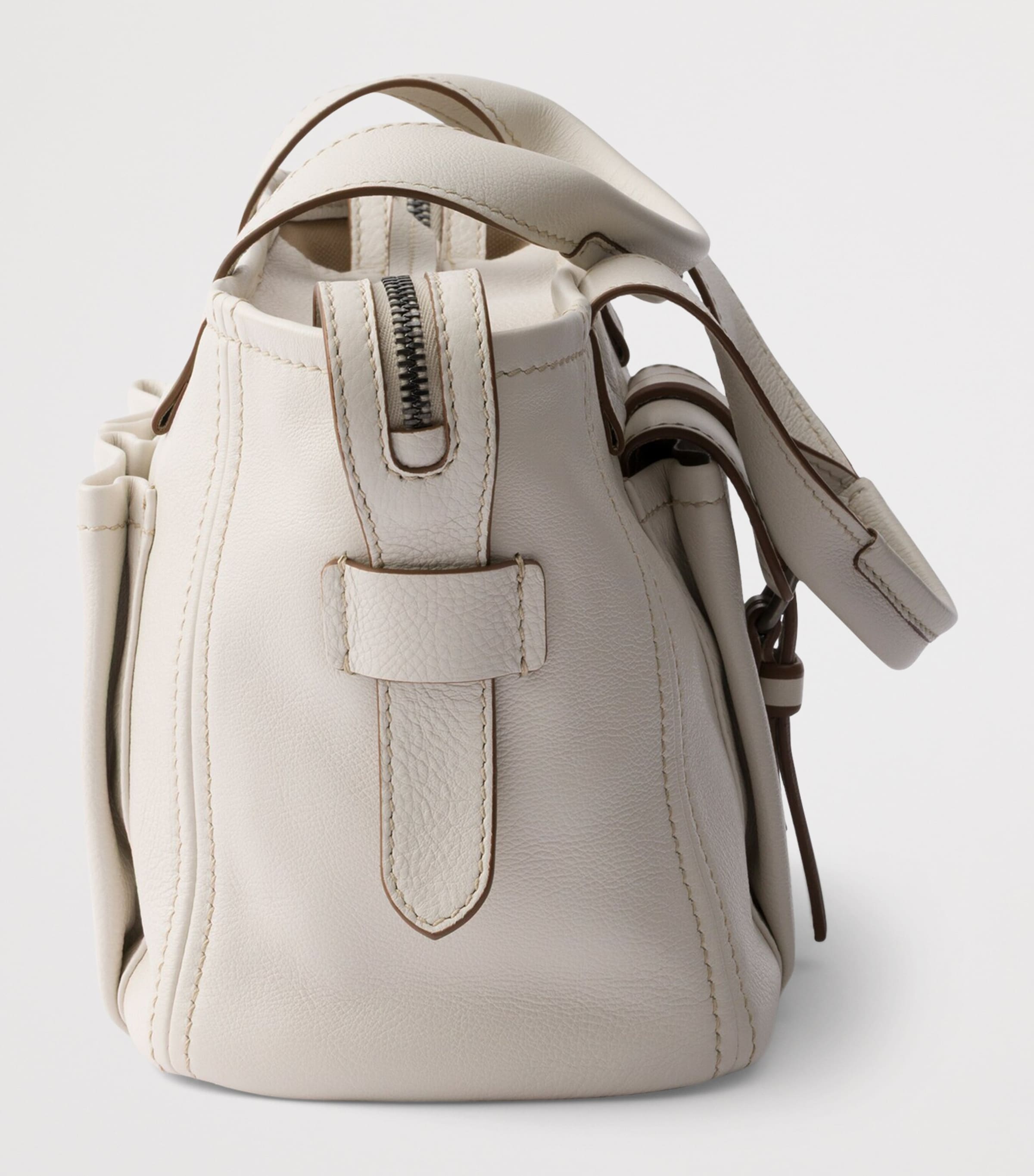 Prada Medium Leather Route Tote Bag Neutral Image 7