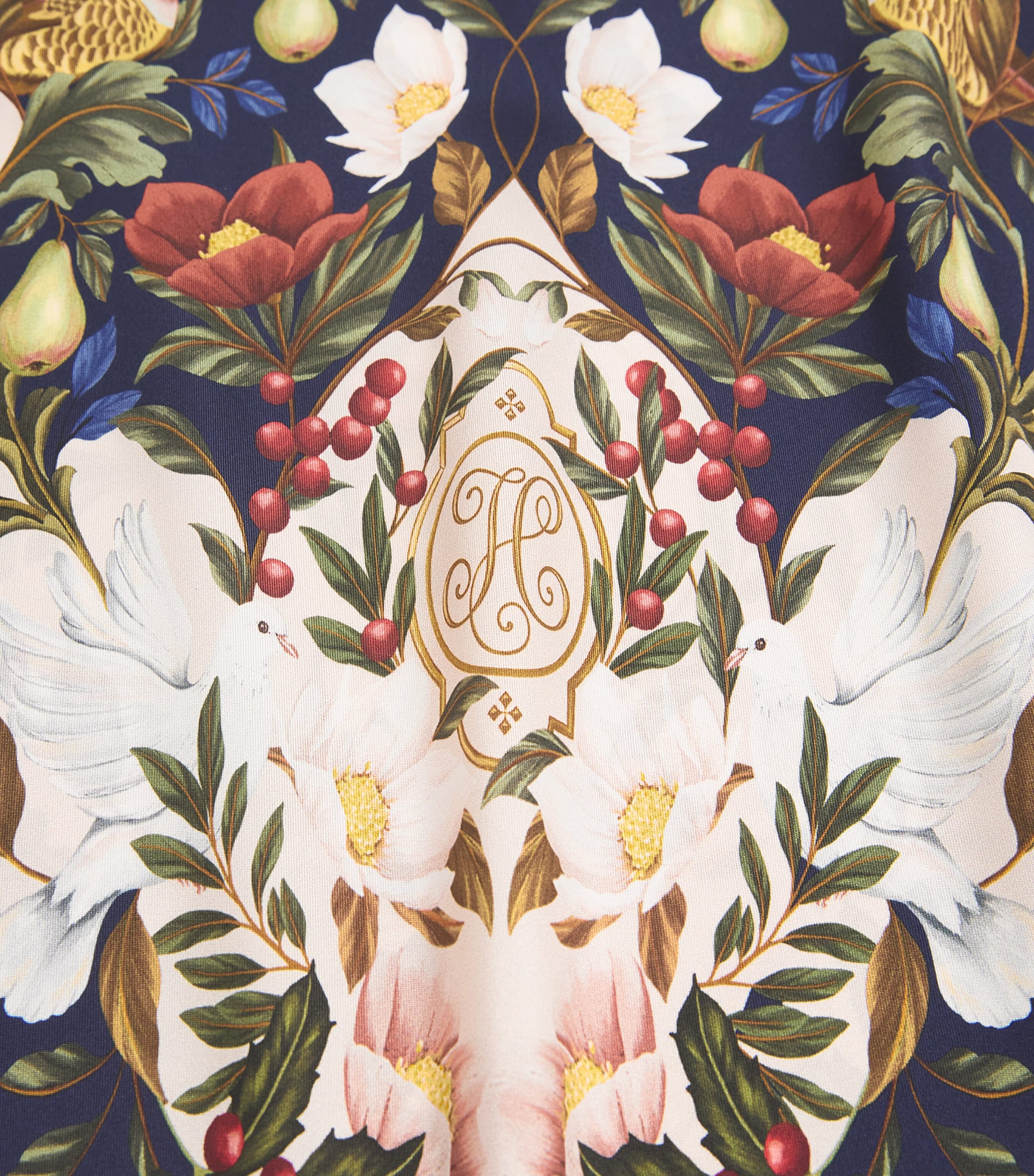 Harrods Silk Floral Scarf Blue Image 4