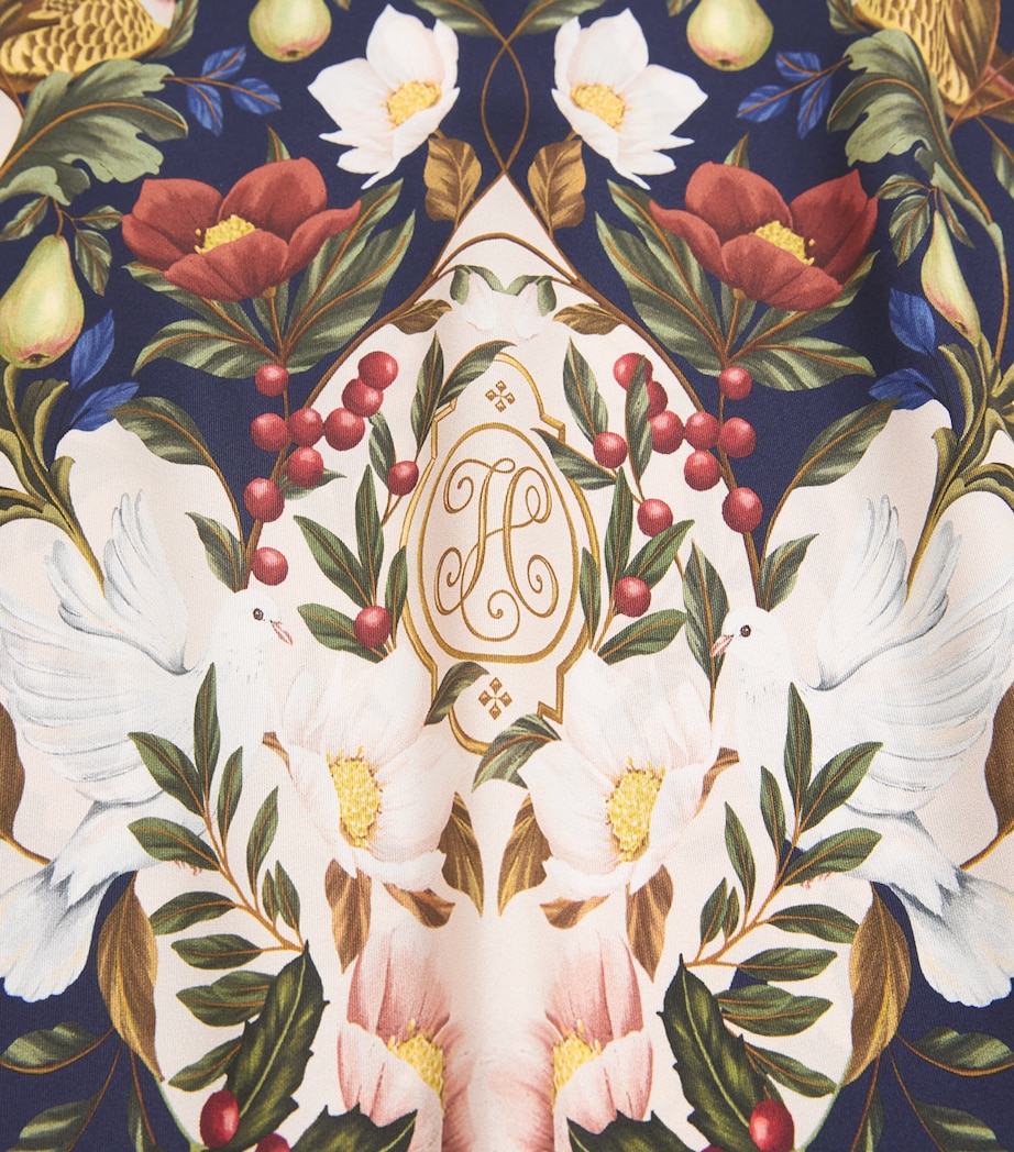Harrods Silk Floral Scarf Blue Image 4