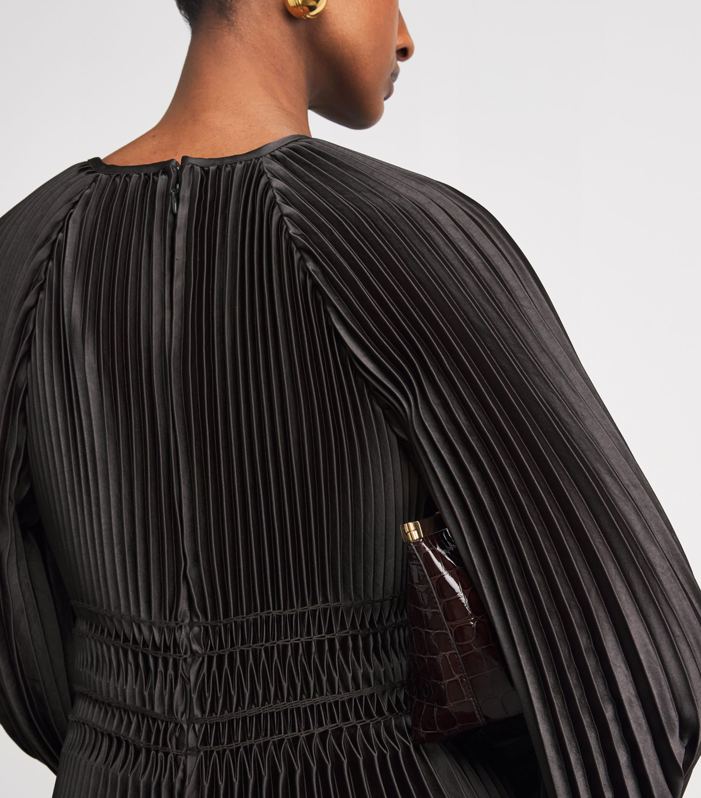 Pleated Ortiz Midi Dress COCOA Image 4