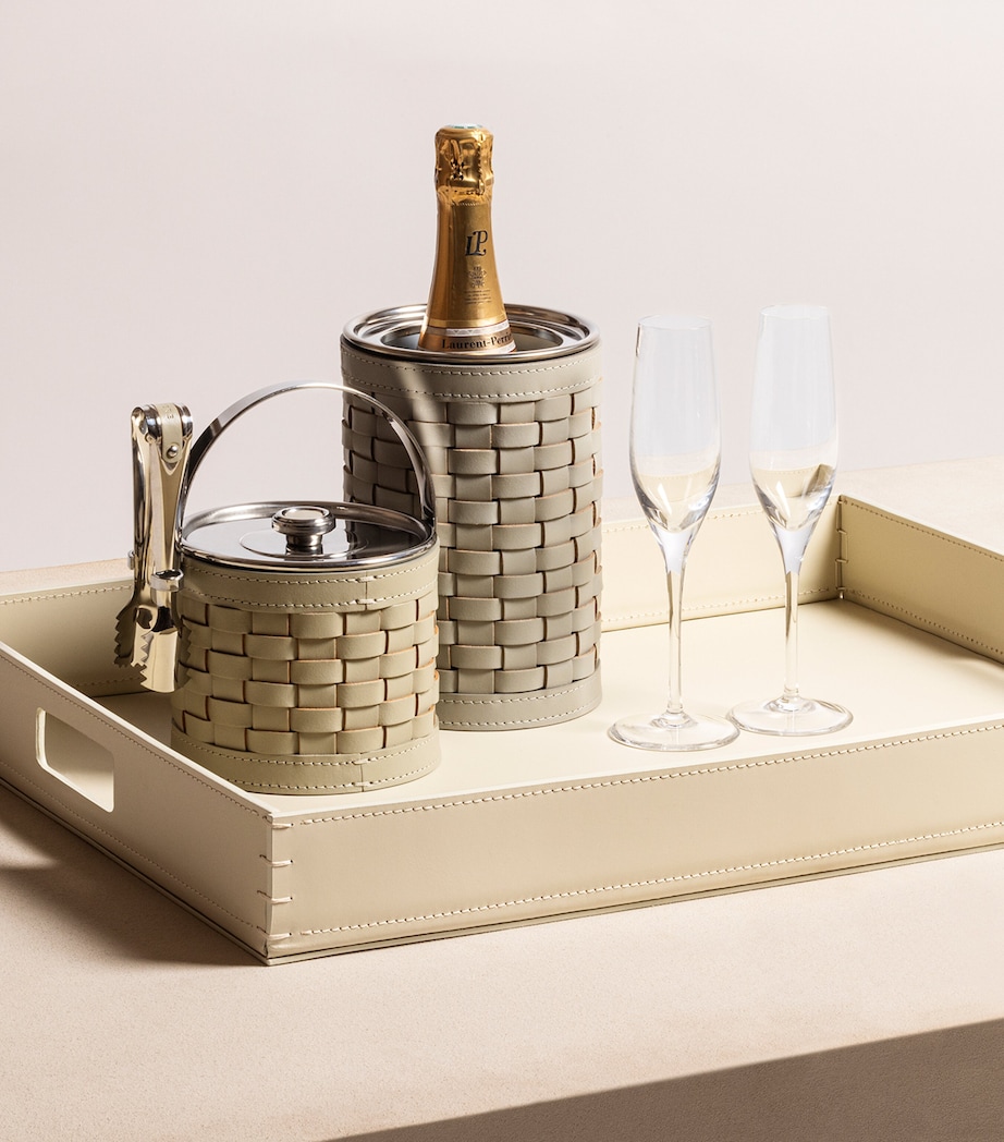 Riviere Woven Leather Barcelona Ice Bucket (14cm) Ivory Image 2