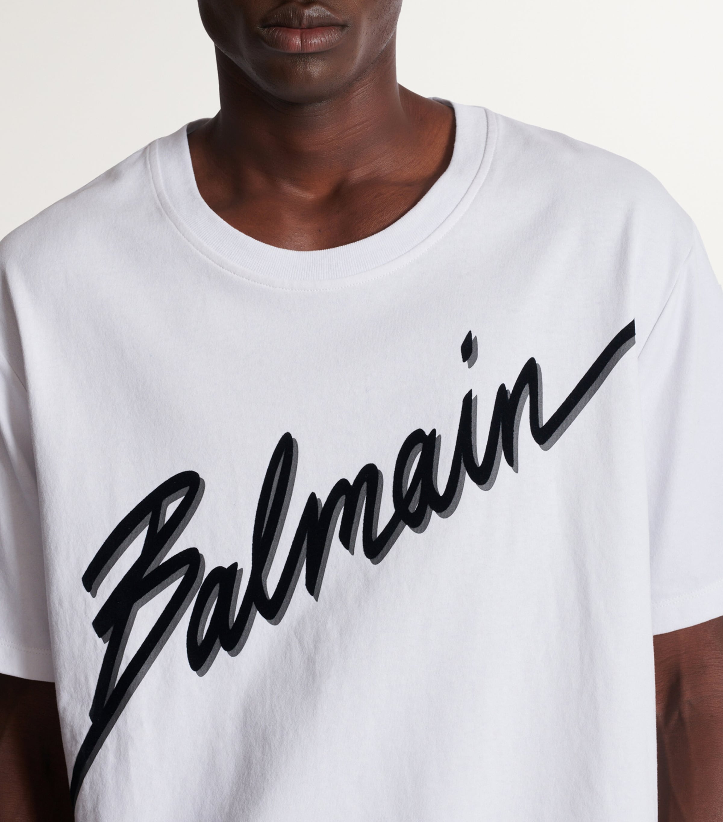 Balmain White Cotton Logo Print T-Shirt | Harrods US