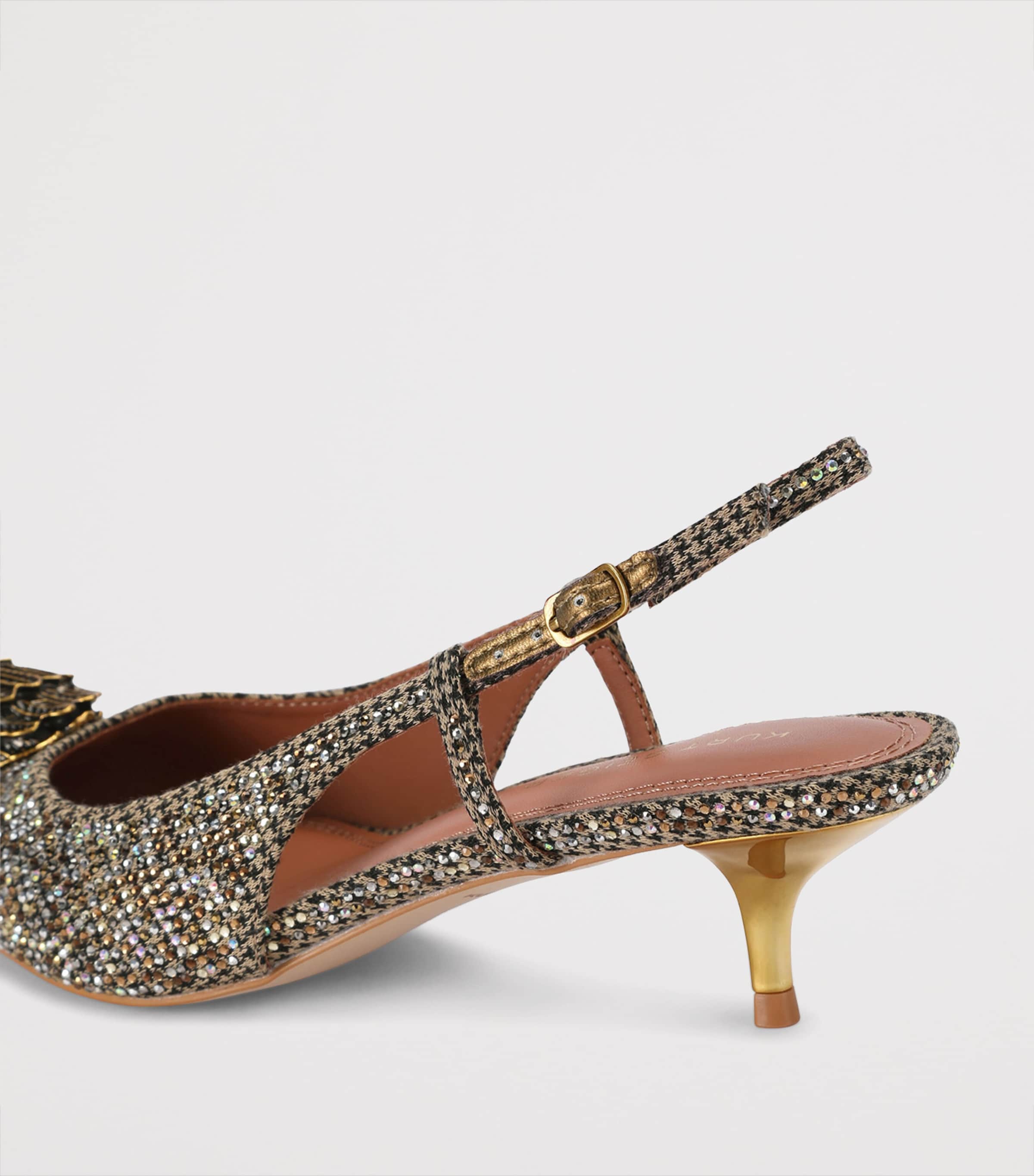 Kurt Geiger London Embellished Belsize Slingback Heels 40 Beige Comb Image 3