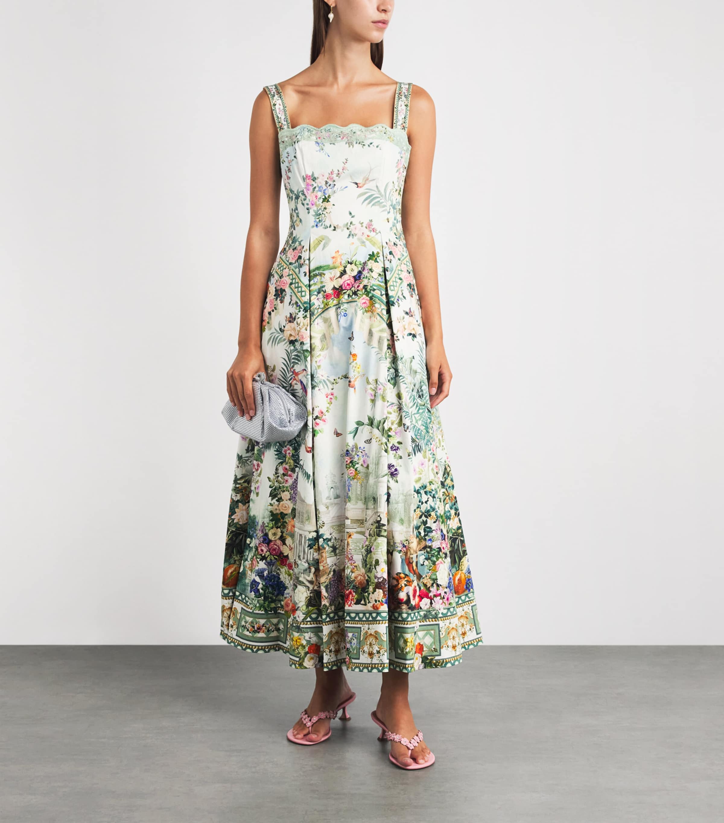 Camilla Womens Stretch-Cotton Art for the Empress Flared Midi Dress Art For The Empress Image 2