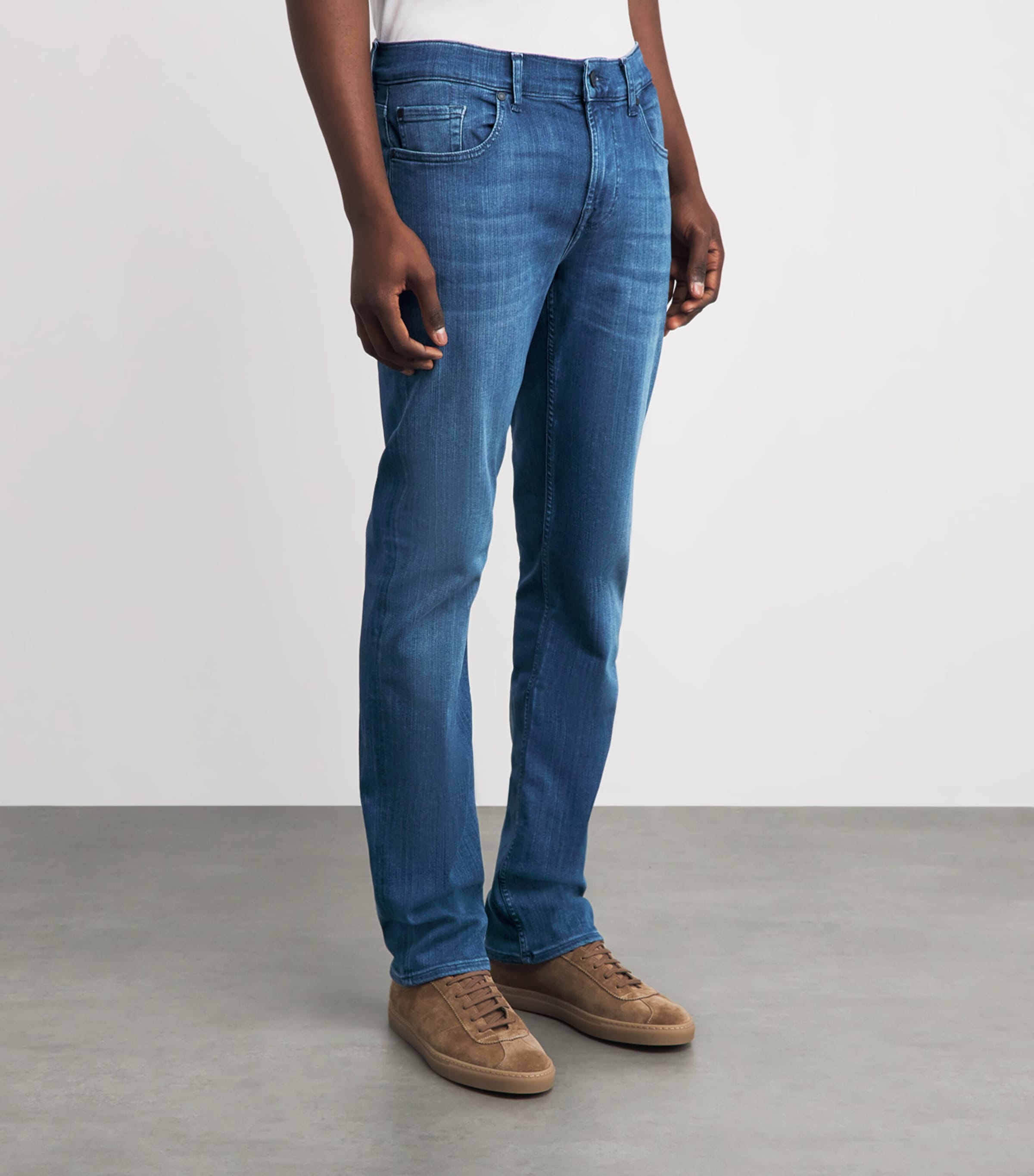 7 For All Mankind Mens Straight Luxe Performance Jeans Mid Blue Image 4