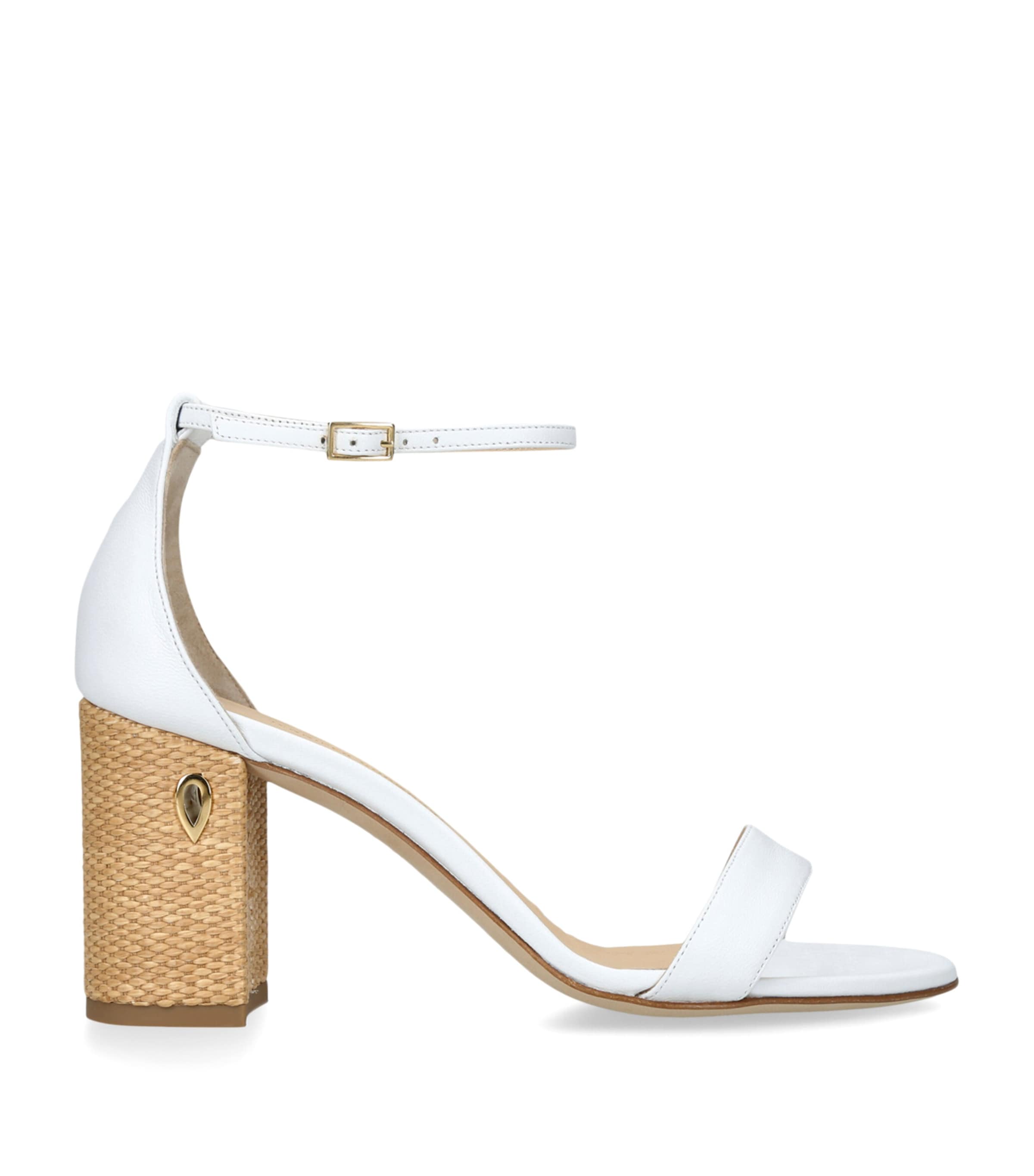 Jennifer Chamandi Leather-Raffia Massimiliano Heeled Sandals 85 White/oth Image 1
