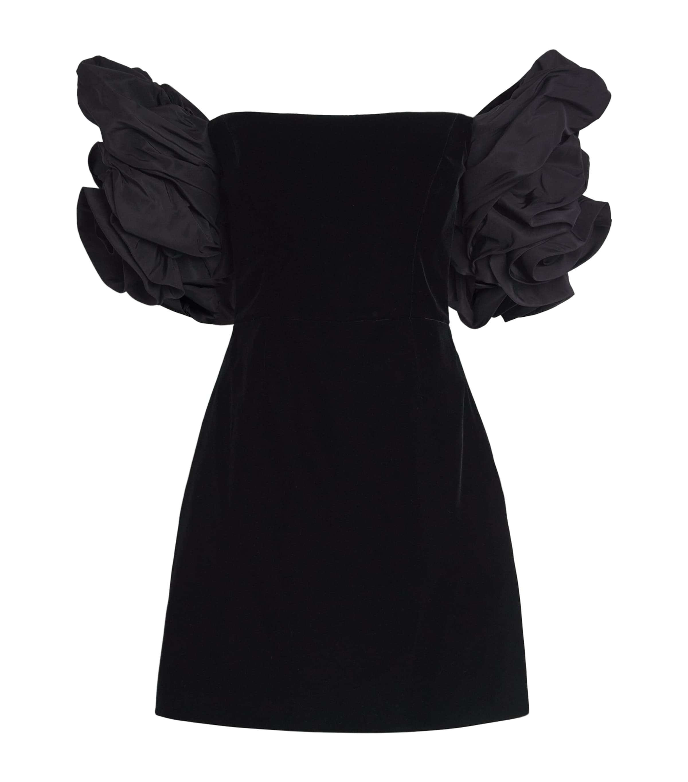 Carolina Herrera Stretch-velvet Rosette Mini Dress In Black