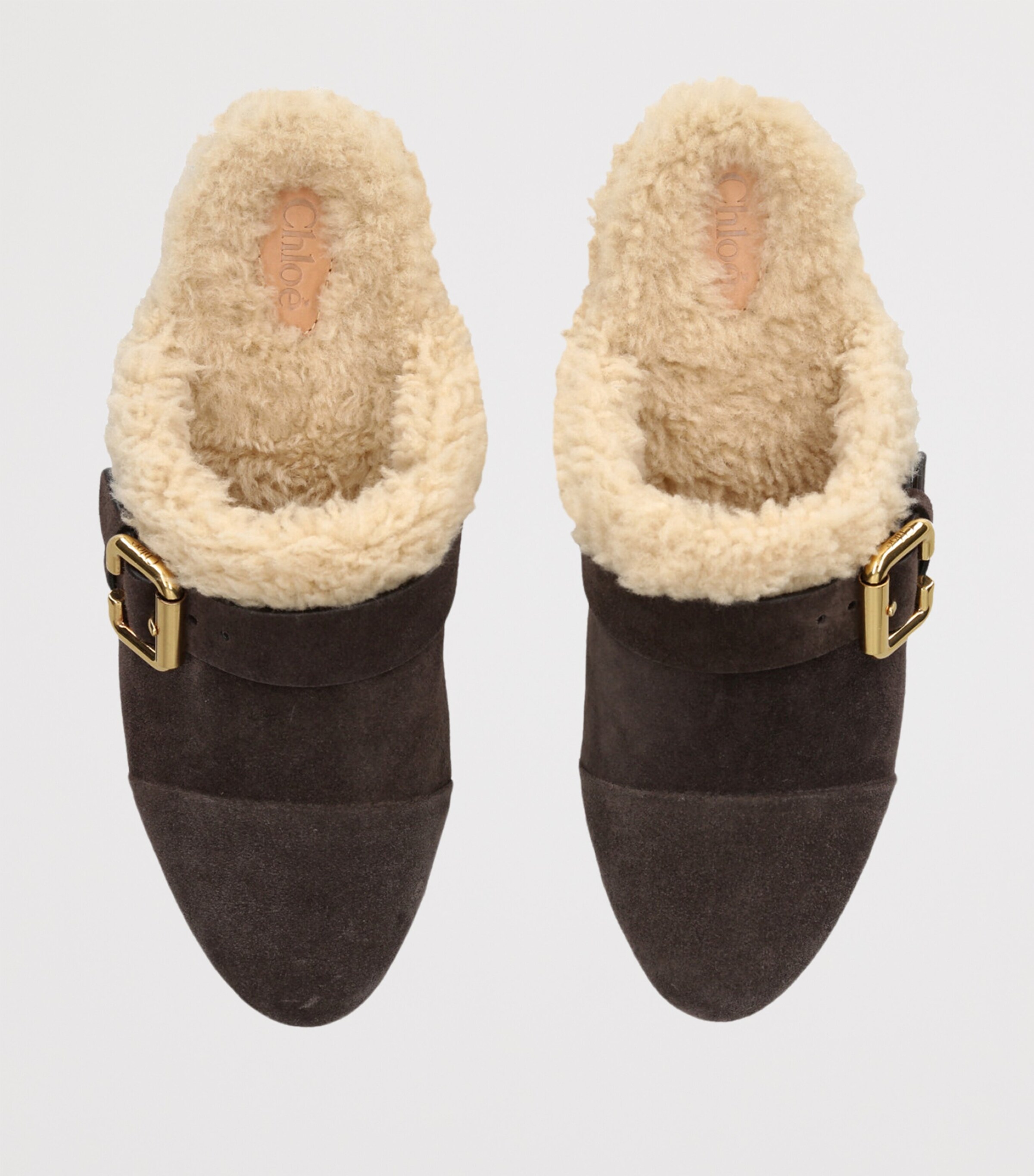 Suede-Shearling Jeannete Mules DARK BROWN Image 4