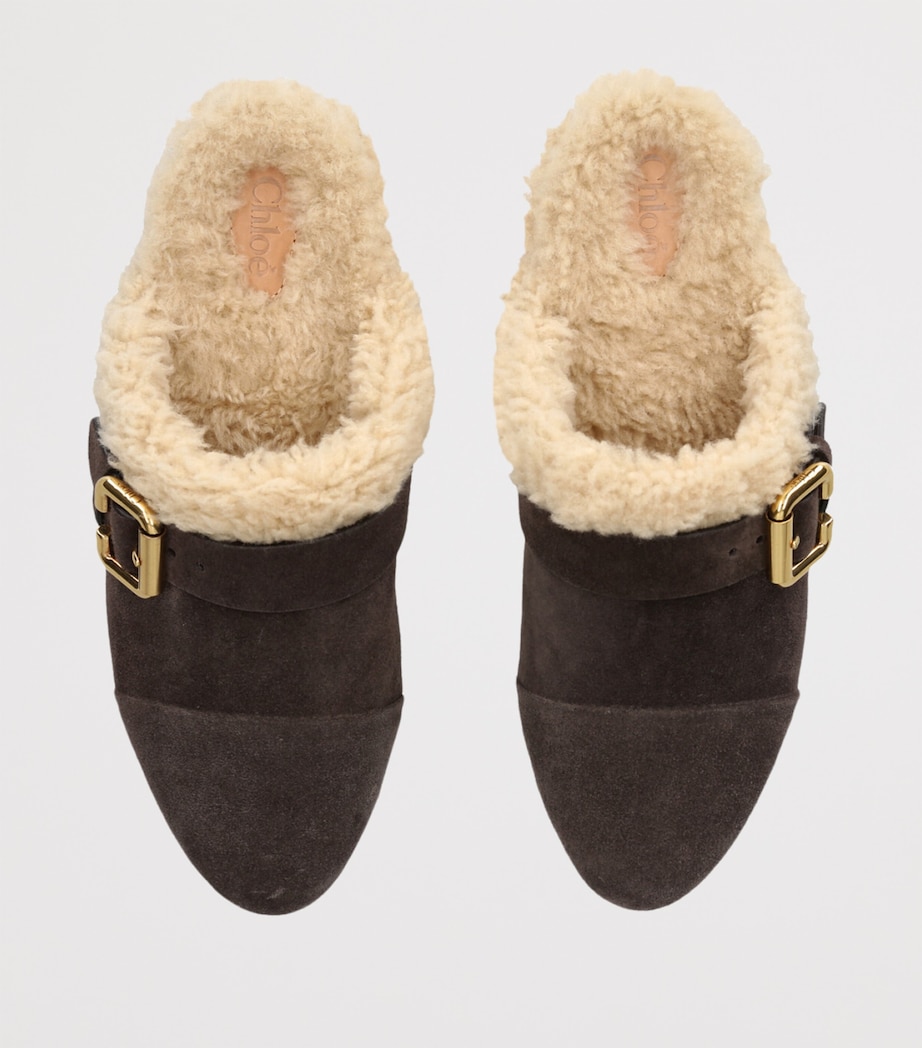 Suede-Shearling Jeannete Mules DARK BROWN Image 4