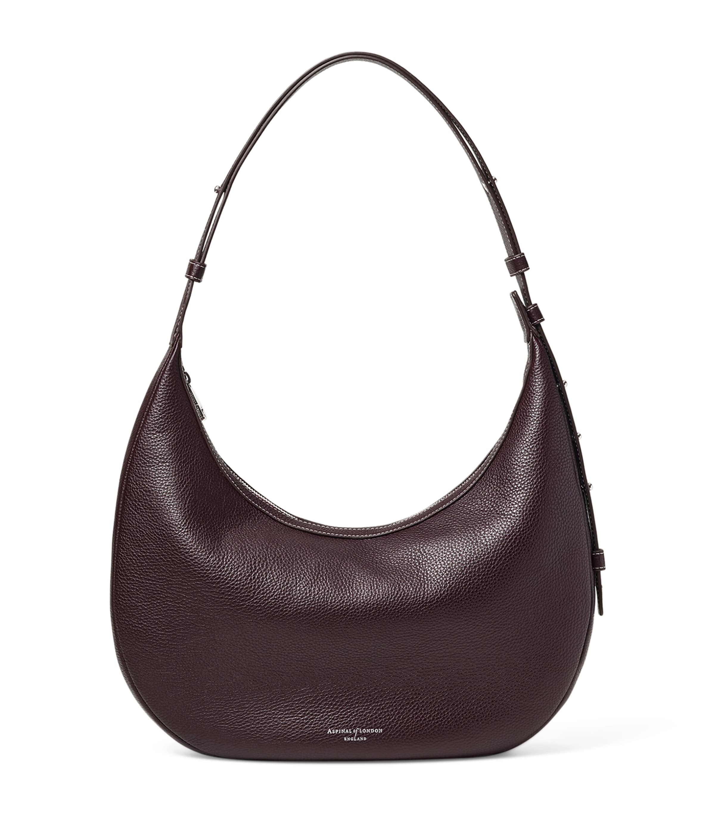 Aspinal Of London Leather Hudson Crescent Cross-body Bag In Burgundy