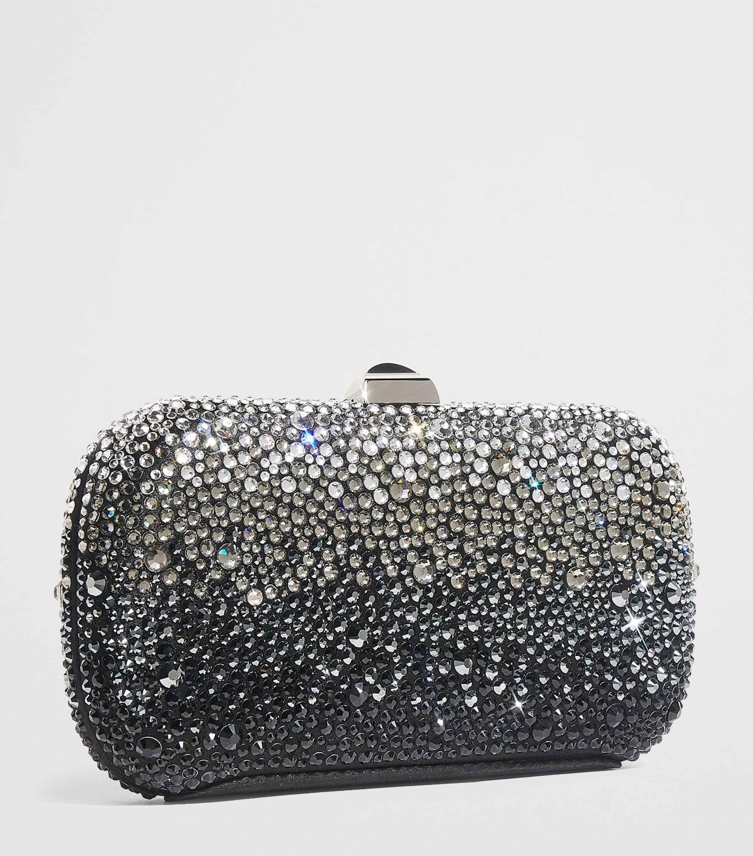 Satin Embellished Clutch Bag 0106 BLACK SATIN Image 3
