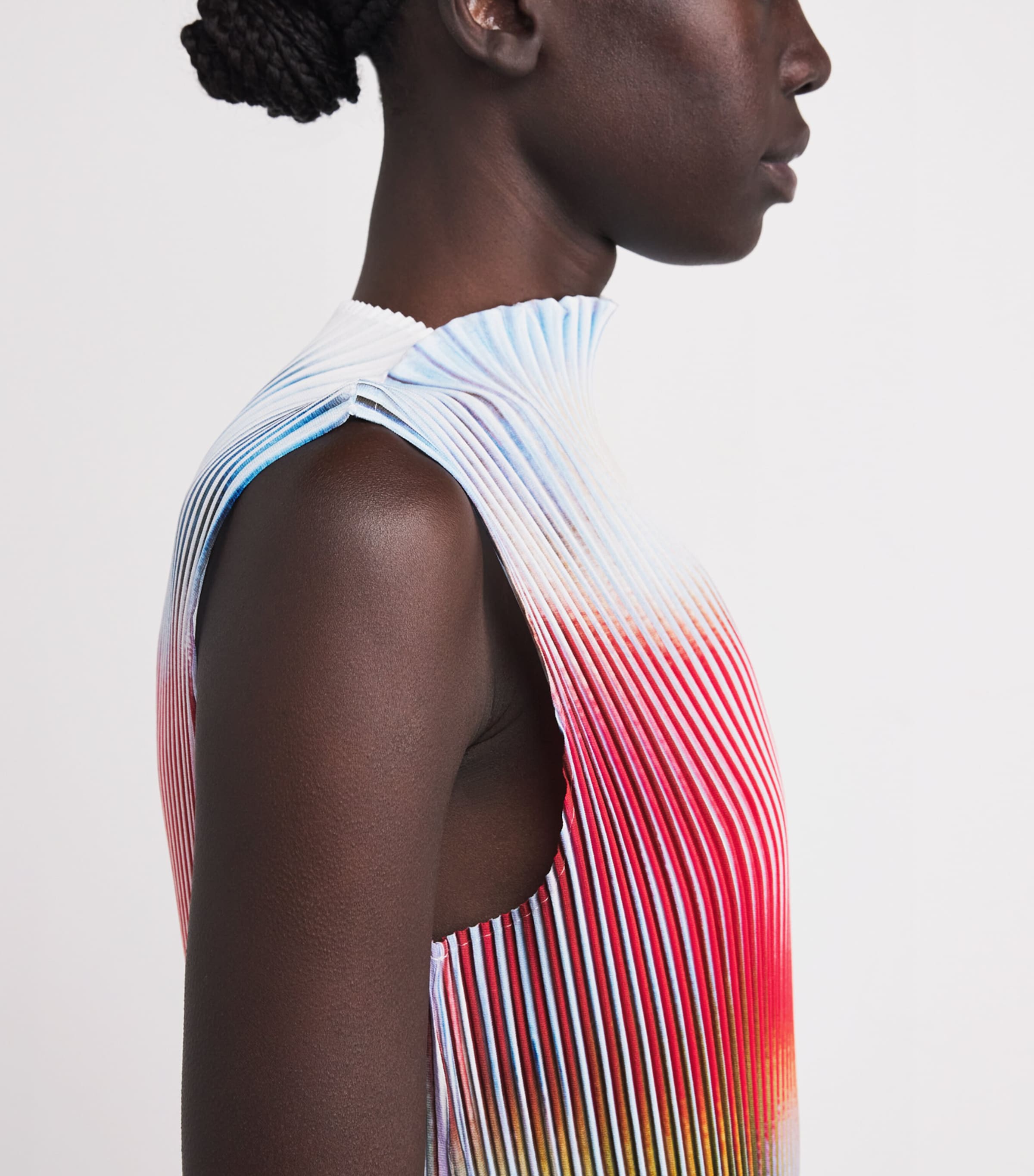 Issey Miyake Womens Obscure Pleats Midi Dress Multi Color Image 6