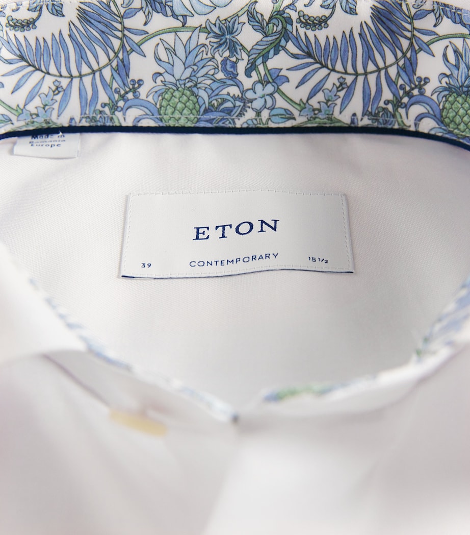 Signature Twill Floral-Trim Shirt WHITE FLOR Image 5