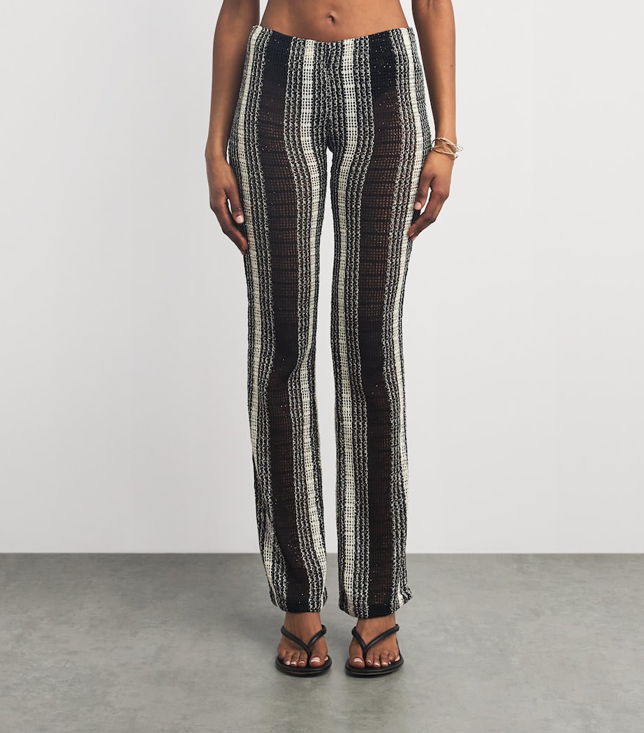Missoni Womens Crochet Stripe Flared Trousers White/black Image 4