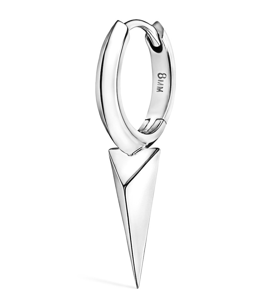 White Gold Faceted Single Long Spike Hoop Earring (8mm) WHITE GOLD Image 1