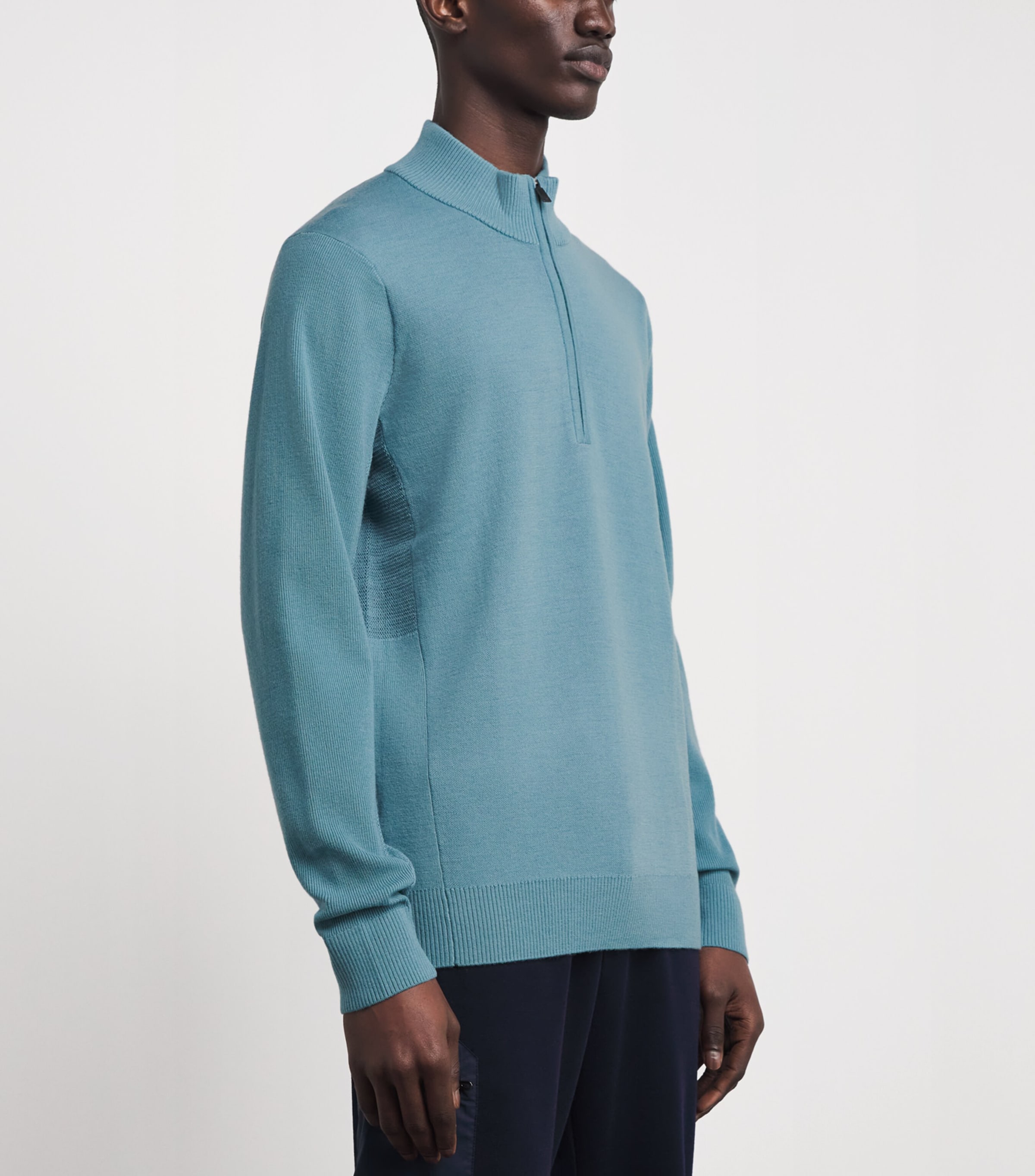 KJUS Mens Merino Wool-Blend Walker Half-Zip Sweater Rvbk / Ablu Image 4