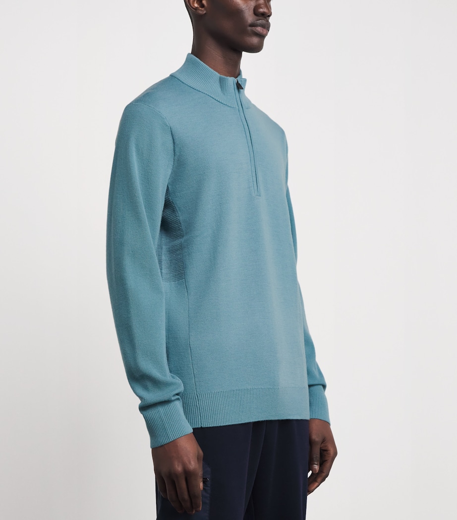 KJUS Mens Merino Wool-Blend Walker Half-Zip Sweater Rvbk / Ablu Image 4
