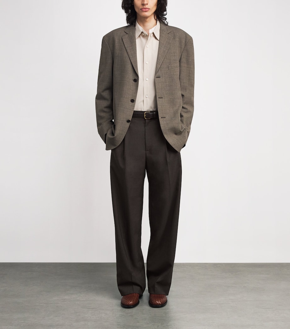 The Row Mens Thom Wool Trousers Dark Brown Image 2