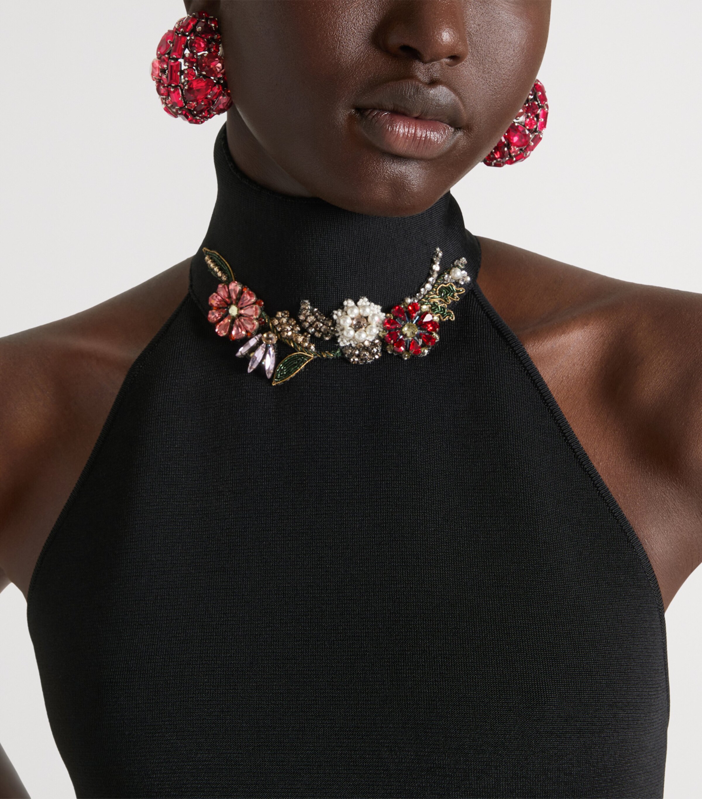 Crystal-Embellished Clip-On Earrings RED/SILVERY Image 2