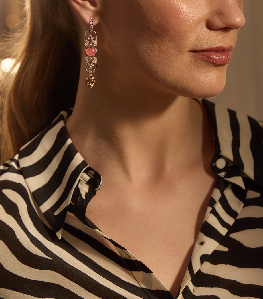 Rose Gold, Diamond, Topaz and Rhodochrosite Kasbah Atlas Mountains Inside Africa Earrings ROSE GOLD Image 2