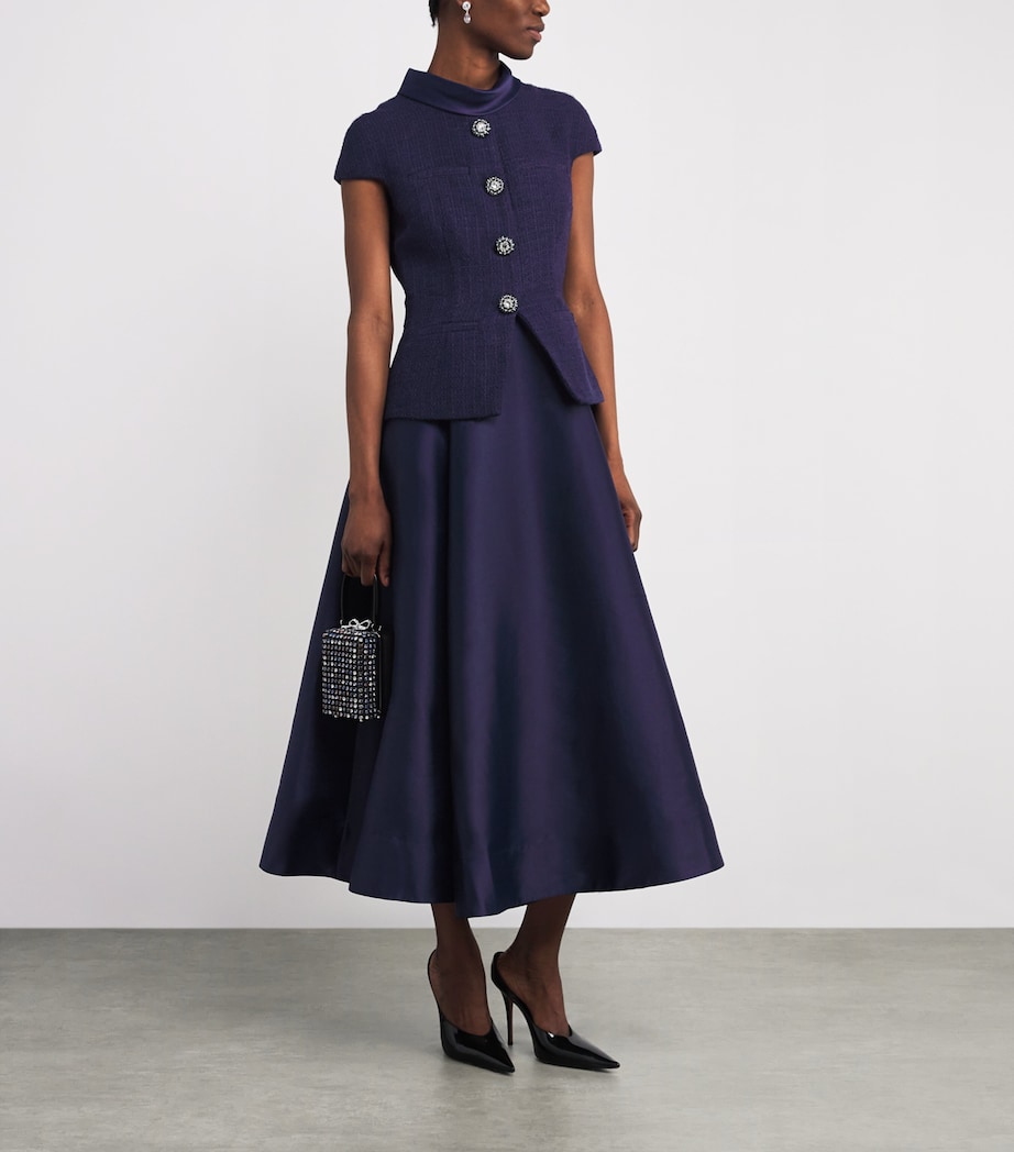 Bouclé-Taffeta Midi Dress NAVY Image 2