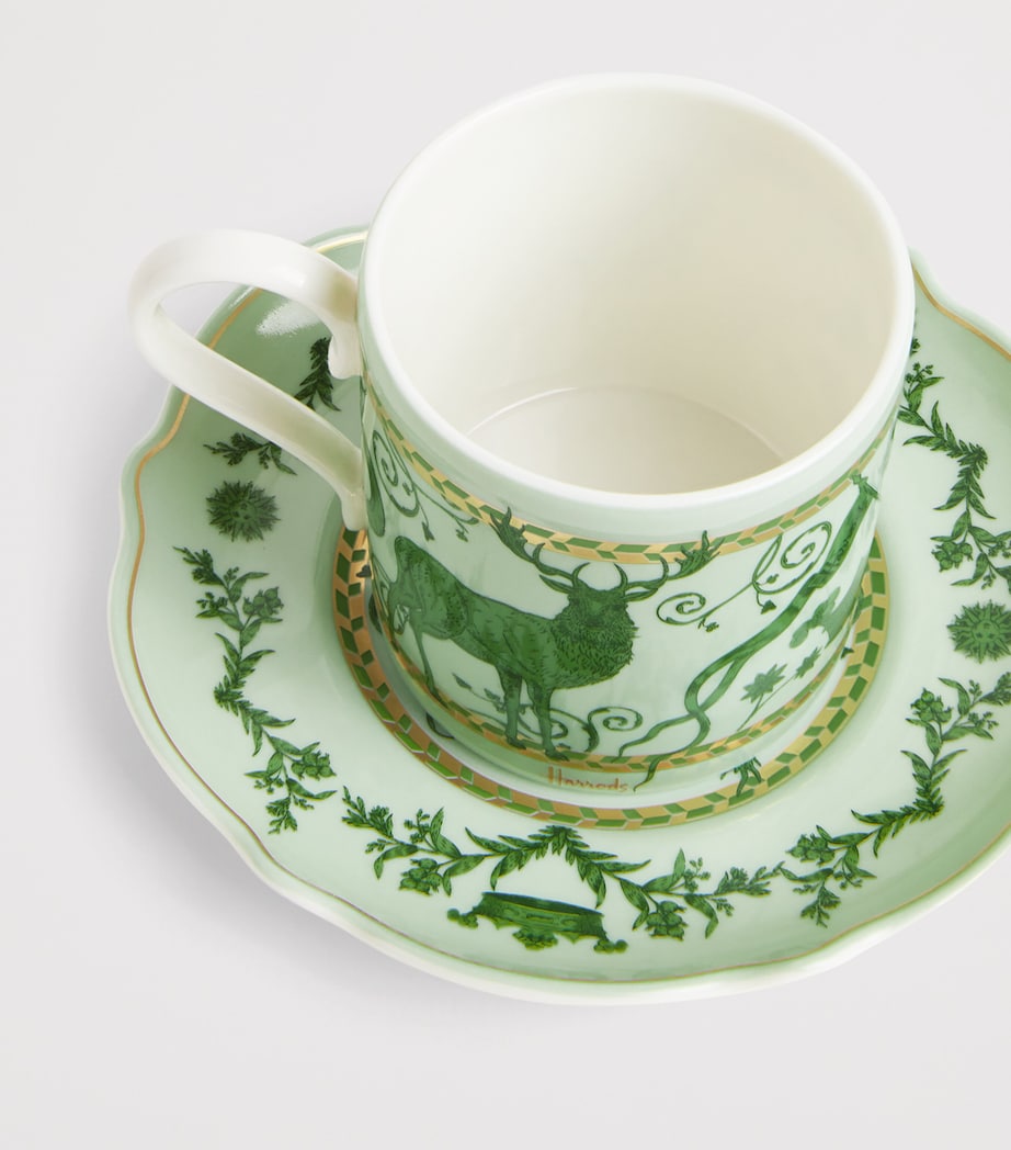 Bone China Menagerie Espresso Cup and Saucer GREEN Image 3