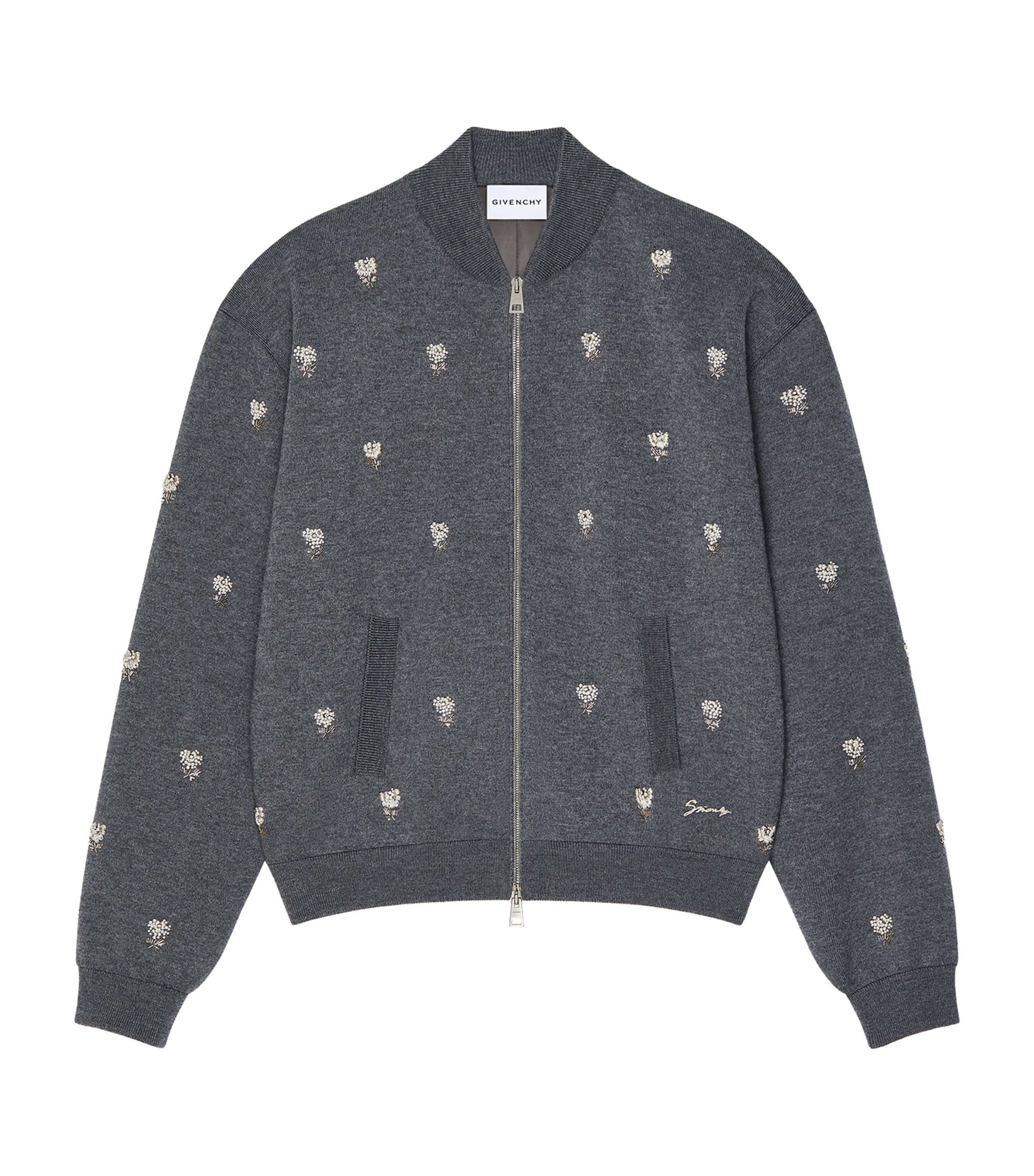 Givenchy Mens Wool Embroidered Bomber Jacket Image 1