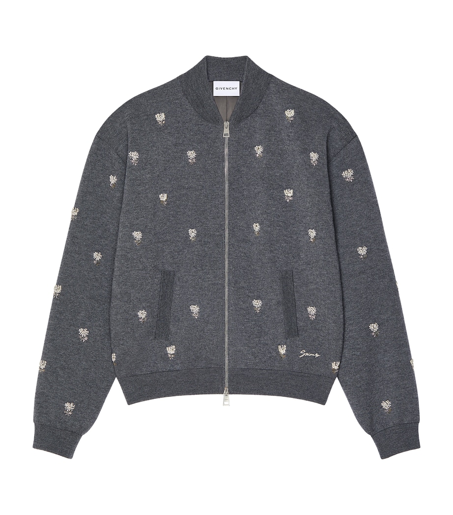 Givenchy Mens Wool Embroidered Bomber Jacket Image 1