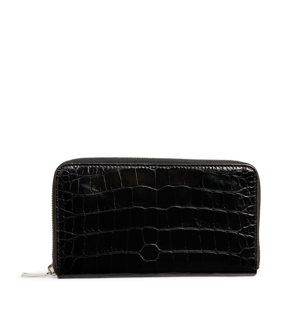 Crocodile Leather Wallet BLACK-SILVER Image 1