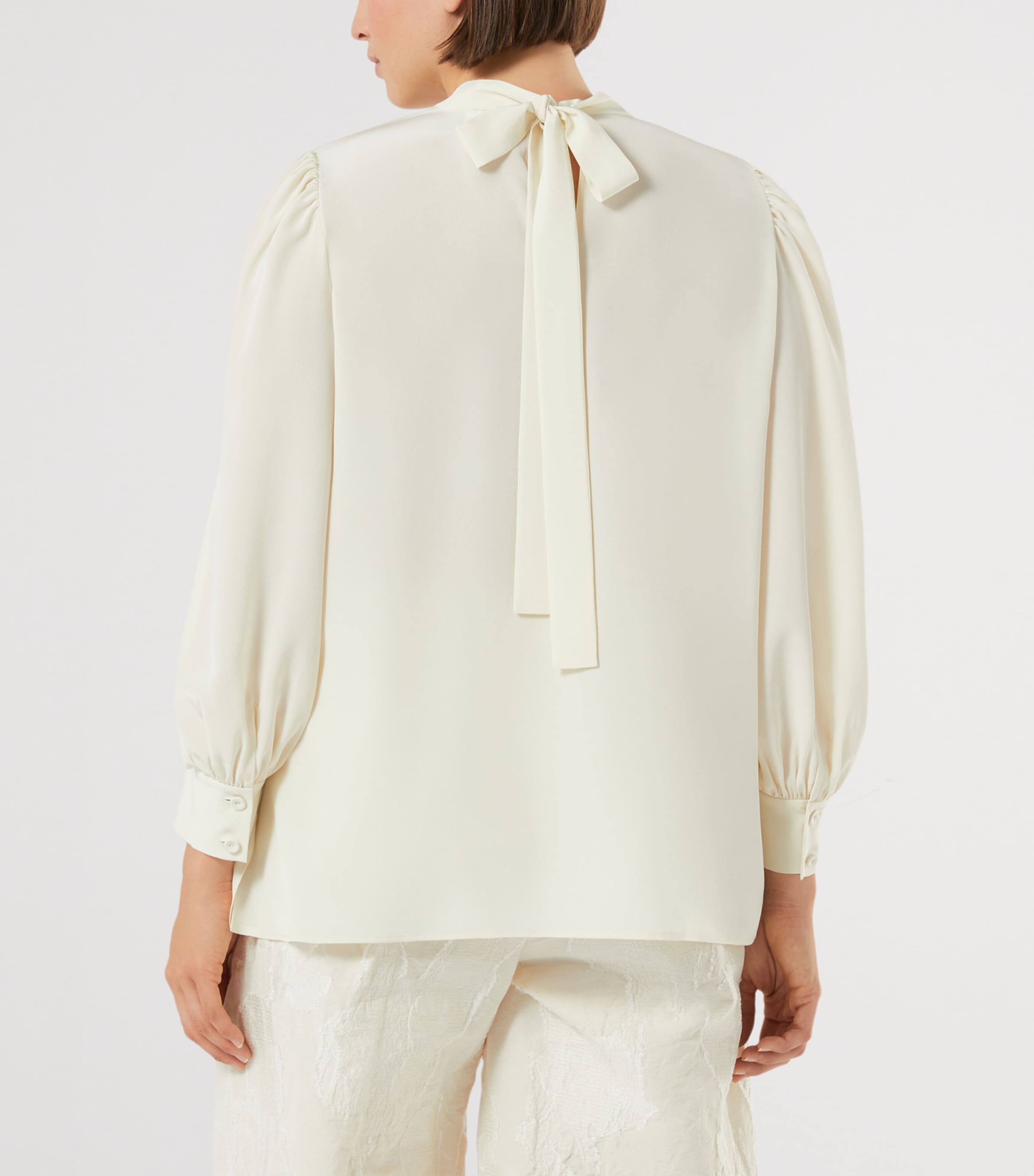 Marina Rinaldi Womens Silk Tie-Detail Blouse Ivory Image 4