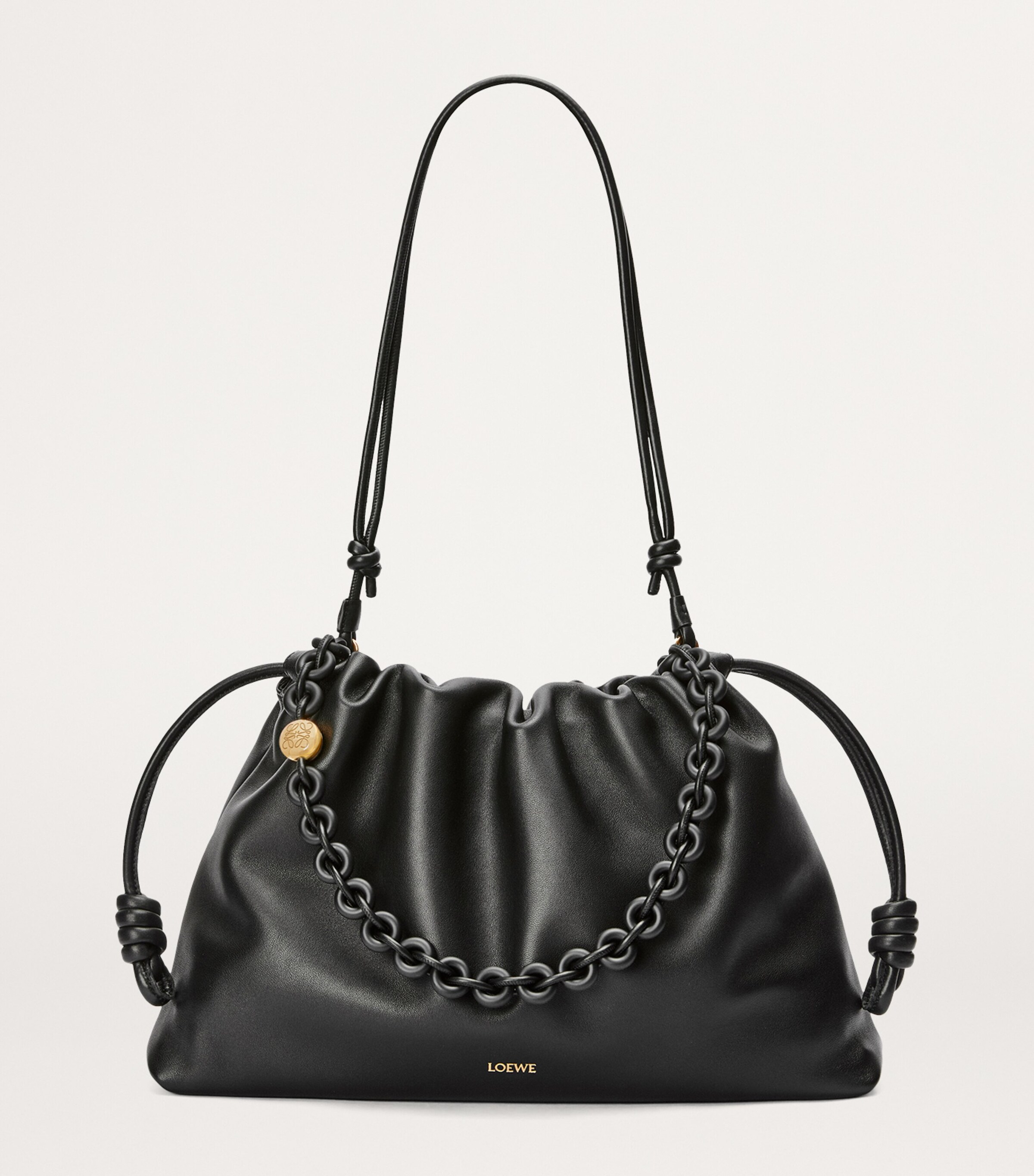 LOEWE Large Leather Flamenco Shoulder Bag Black Image 6