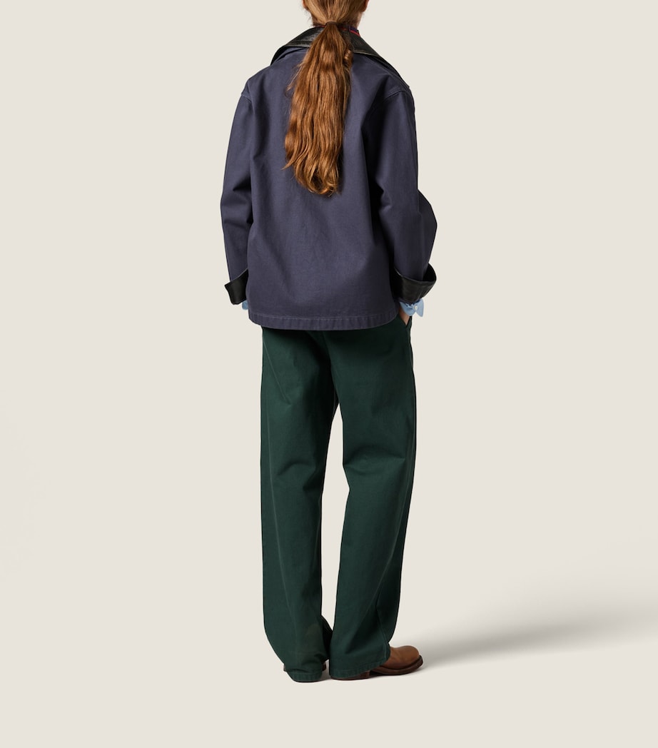 Miu Miu Womens Cotton Gabardine Trousers Green Image 3