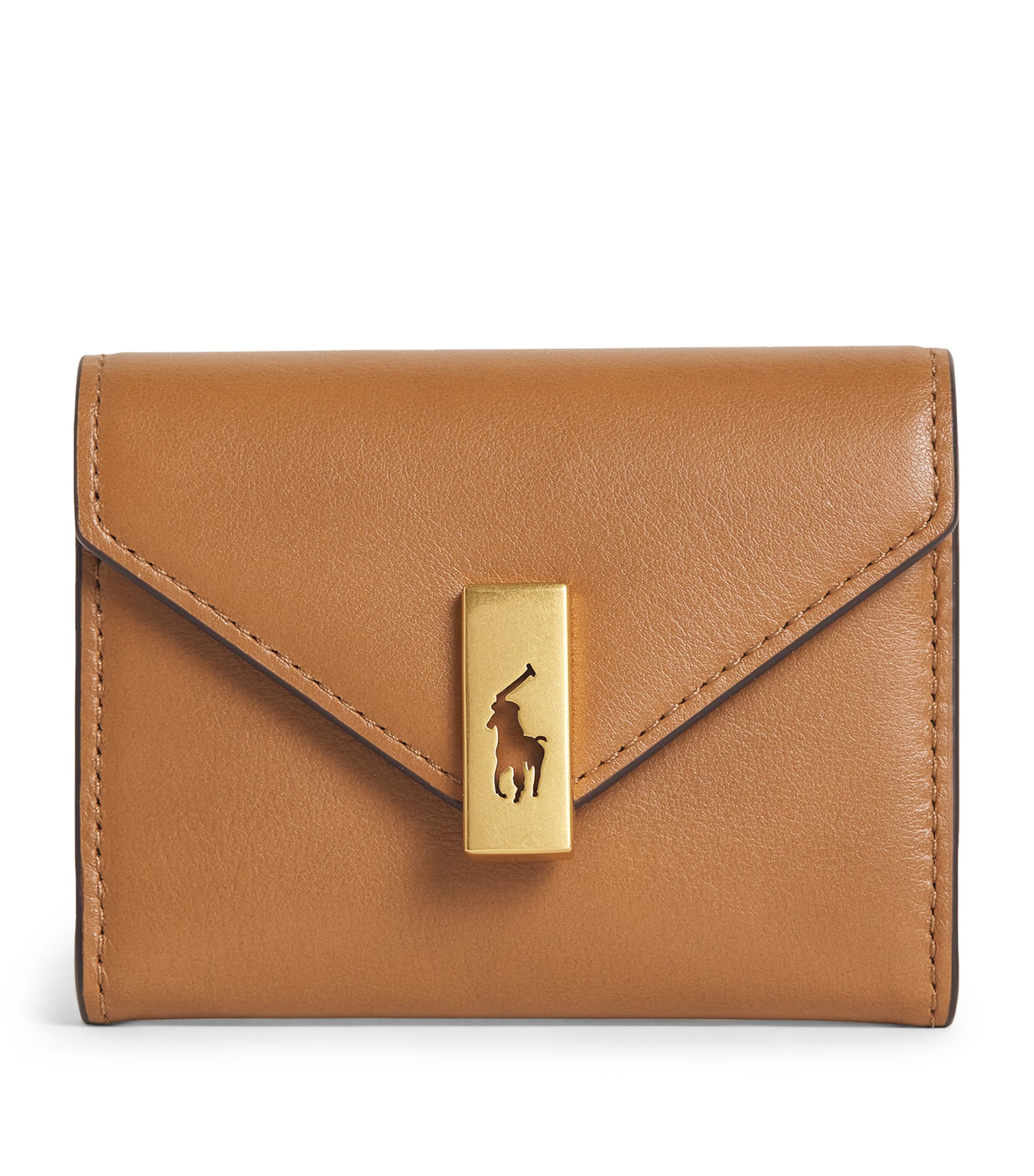 Polo Ralph Lauren Leather Polo Pony Card Holder In Brown