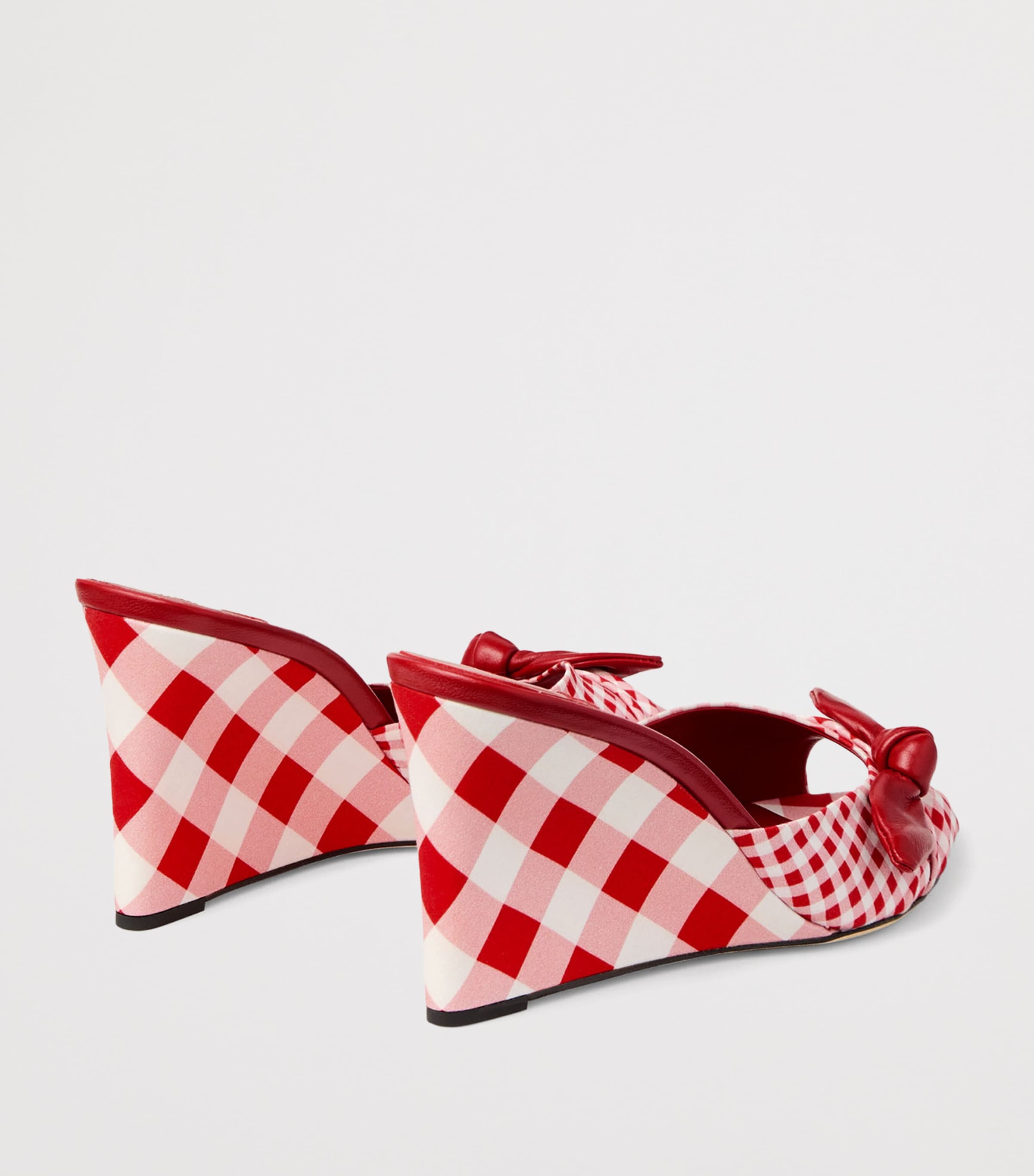 Jimmy Choo Livi 85 Gingham Wedge Mules Ruby Red Mix Image 4