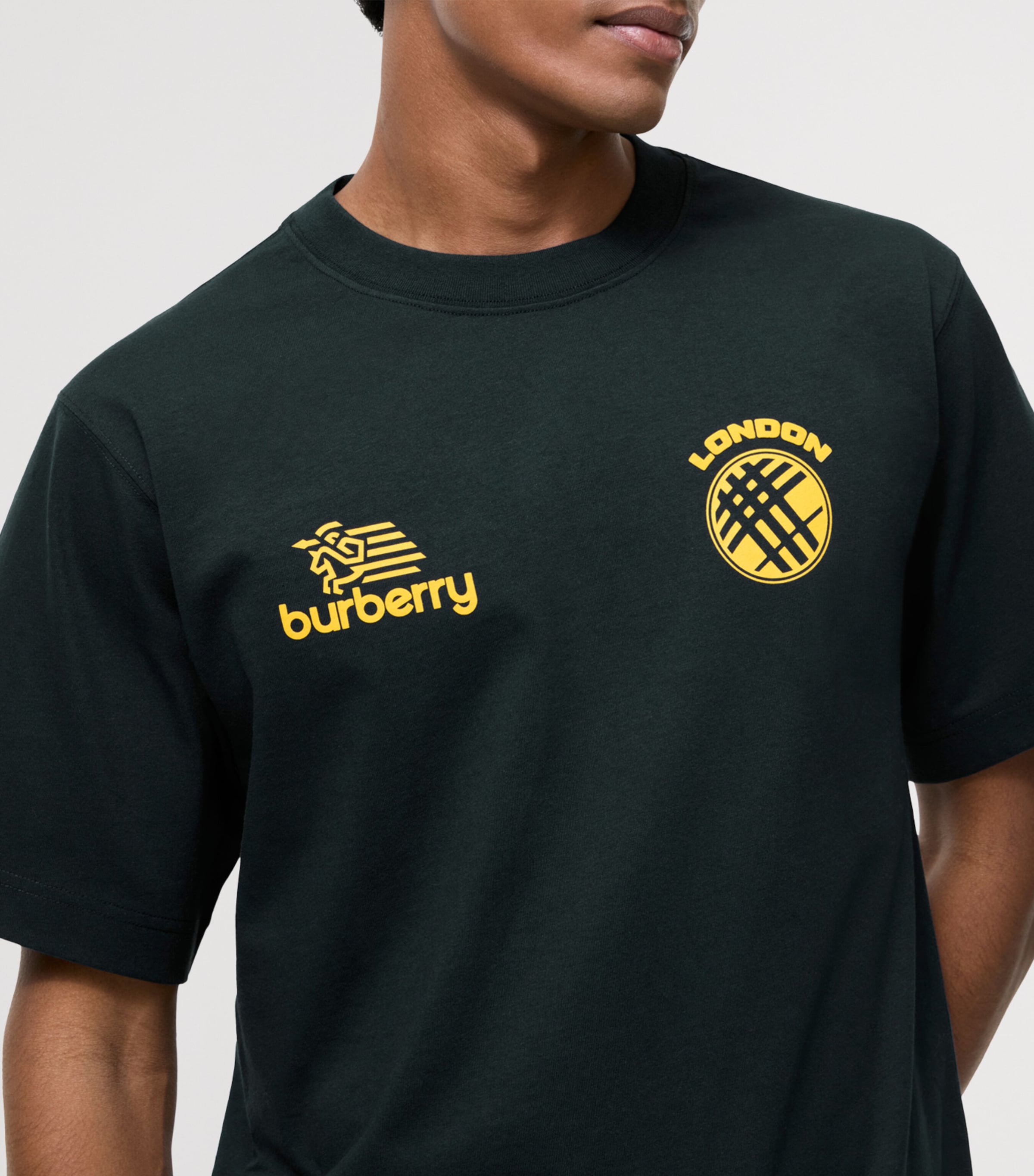 Burberry Mens Cotton Logo Badge T-Shirt Teal Blue Image 4